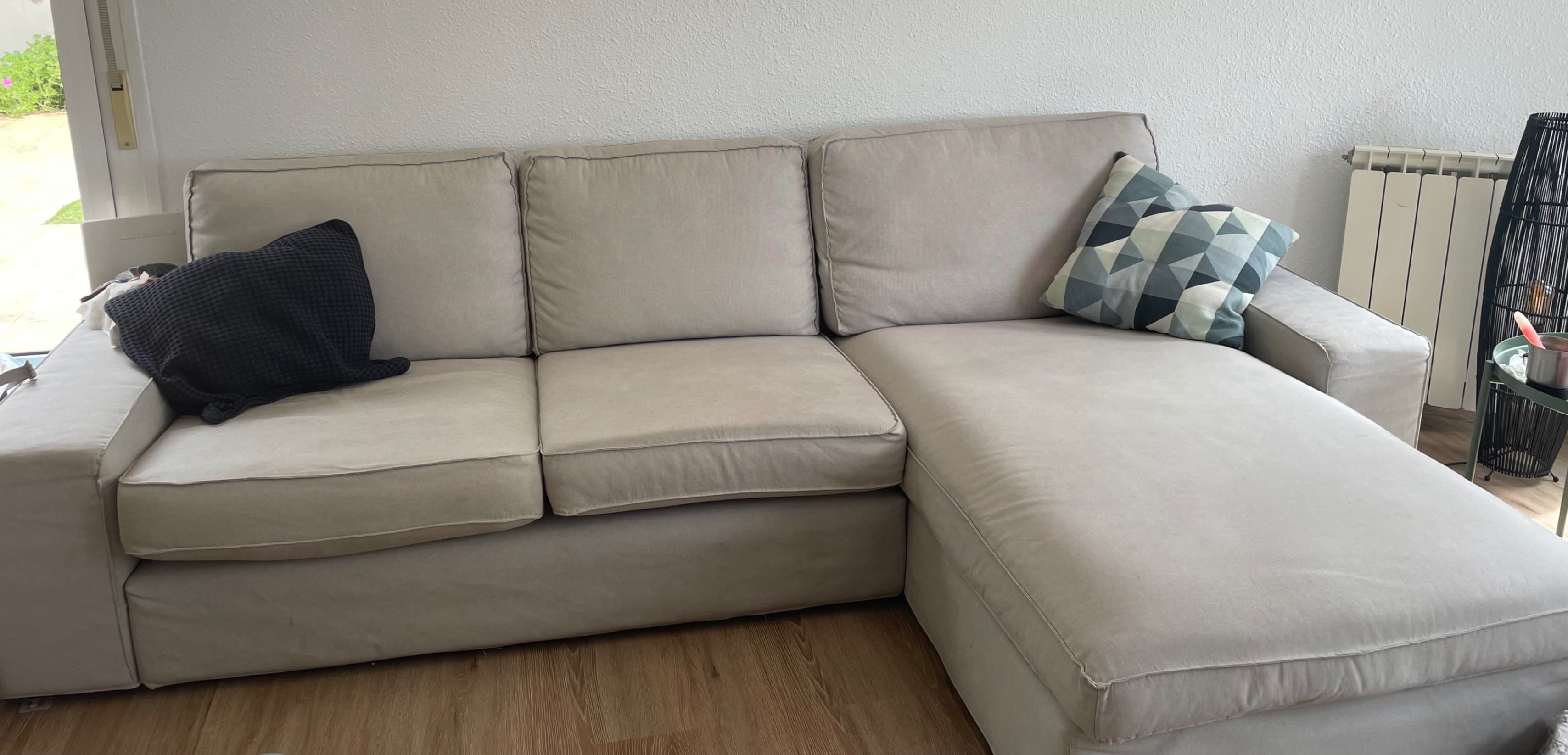 KIVIK 4-seat sofa with chaise longue, Tallmyra white/black