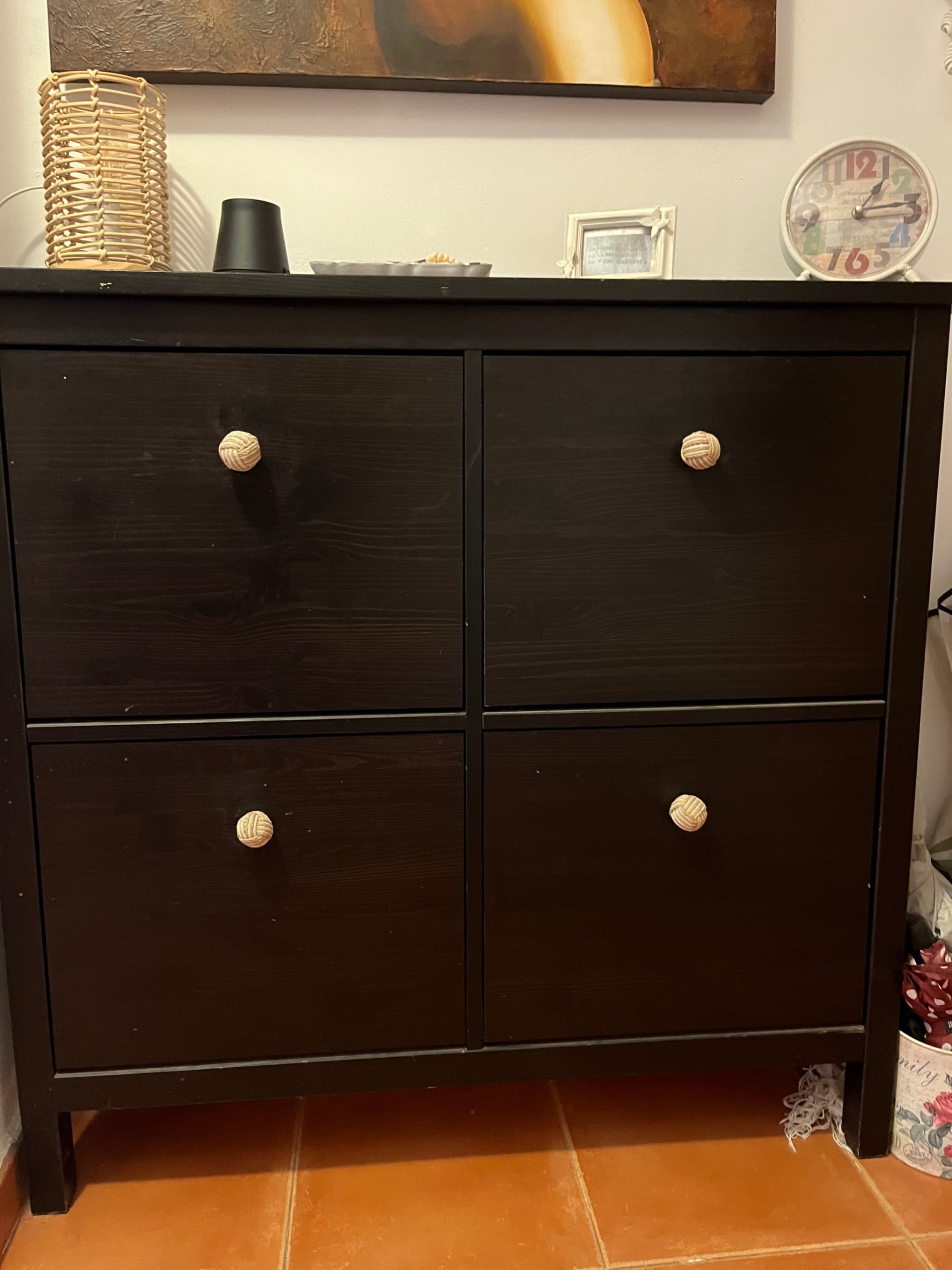 HEMNES Zapatero con 4 compartimentos, negro-marrón, 107x101 cm