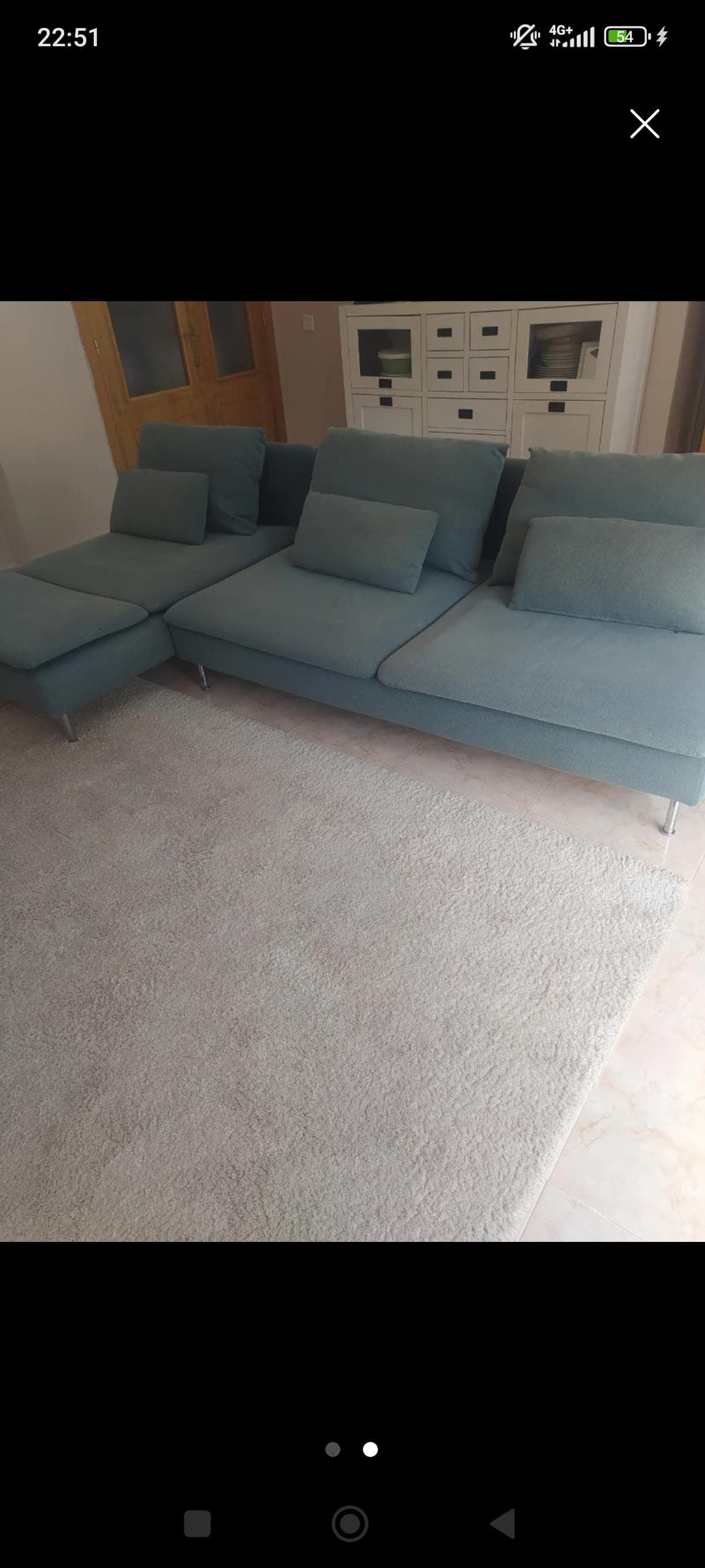 SÖDERHAMN 4 eserlekuko sofa chaise longuearek, amaiera irekia Kelinge/gris turkesa