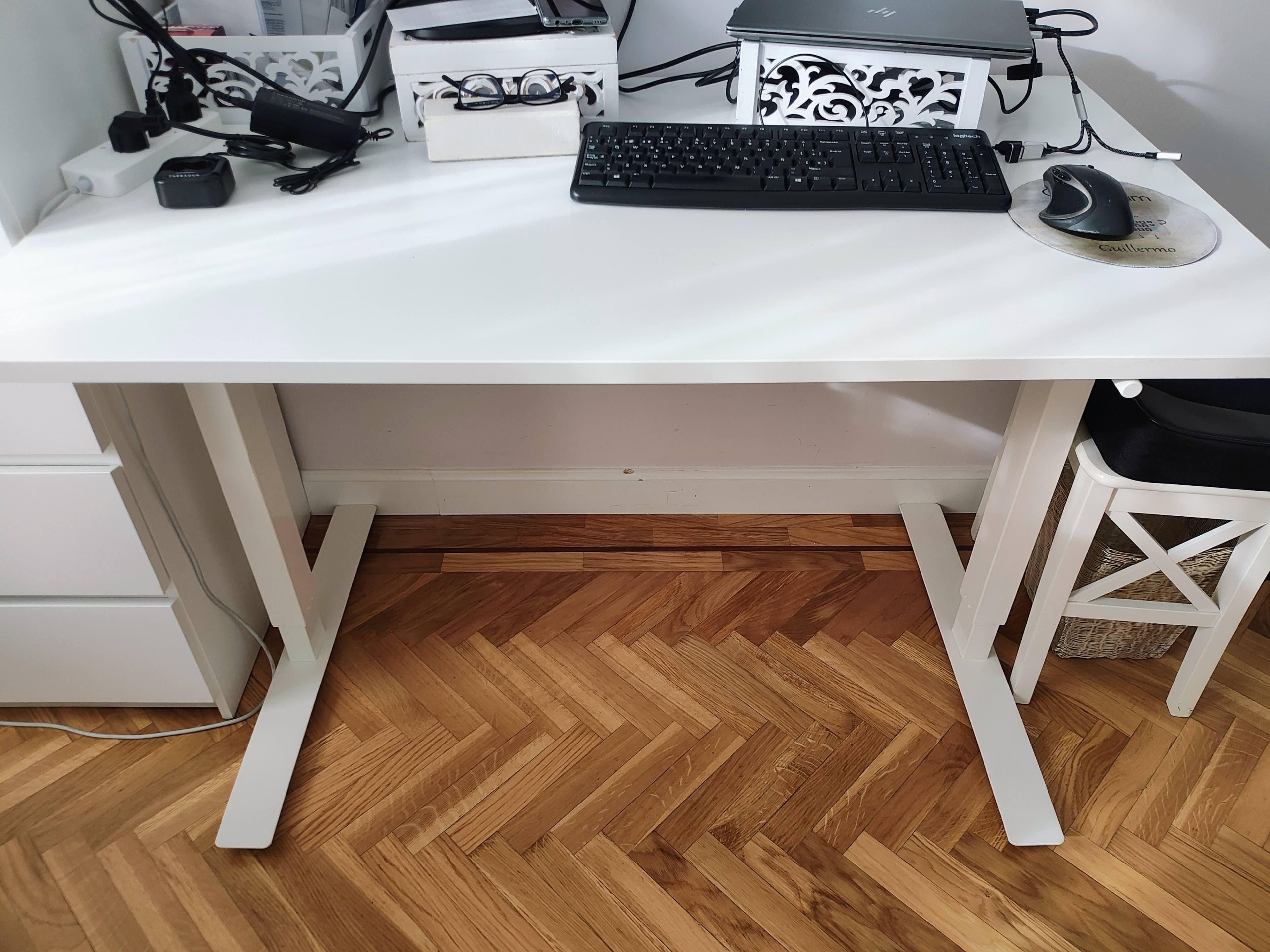 TROTTEN desk sit/stand, white, 120x70 cm