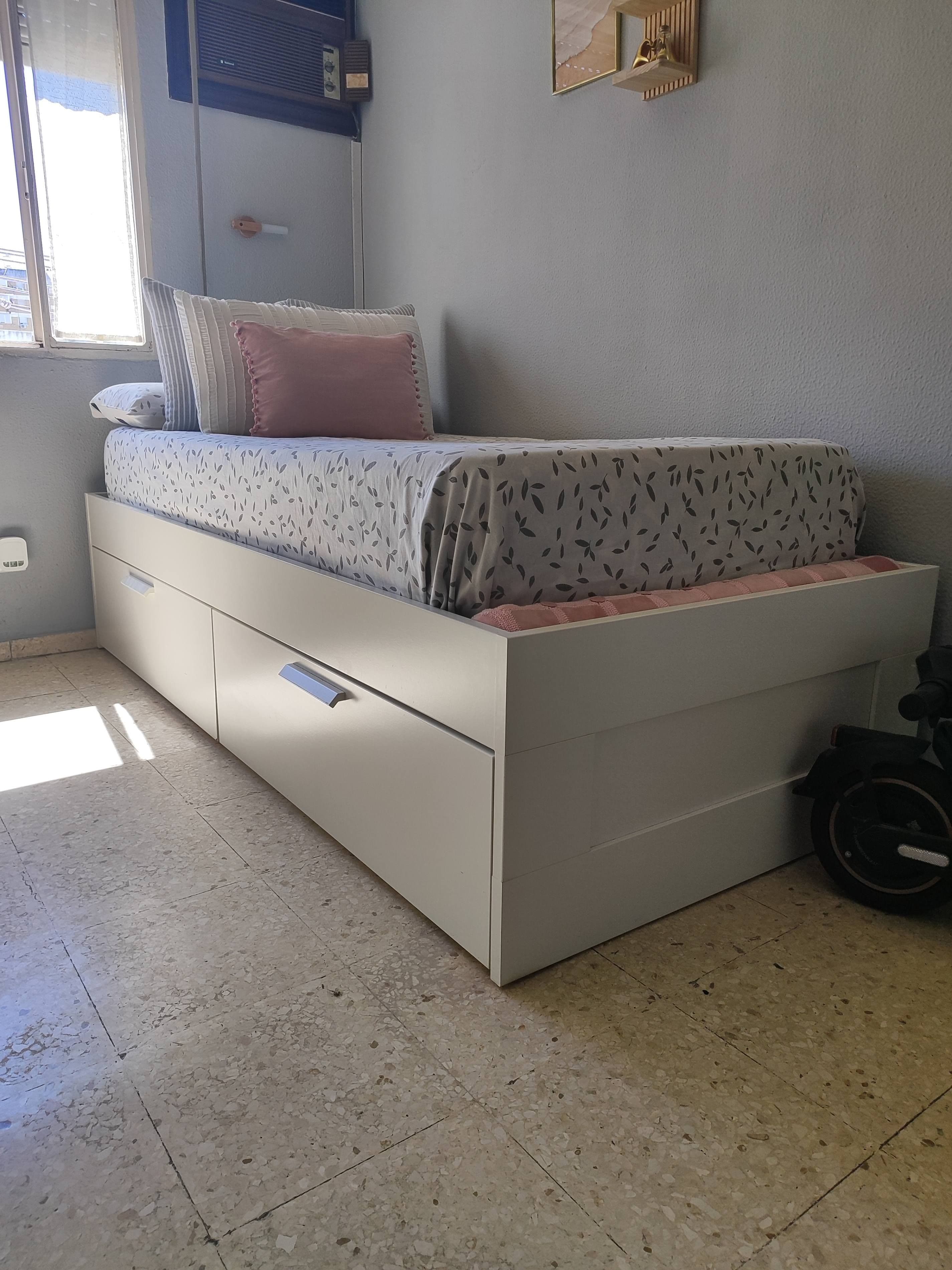 BRIMNES bed frame with storage, white, 90x200 cm