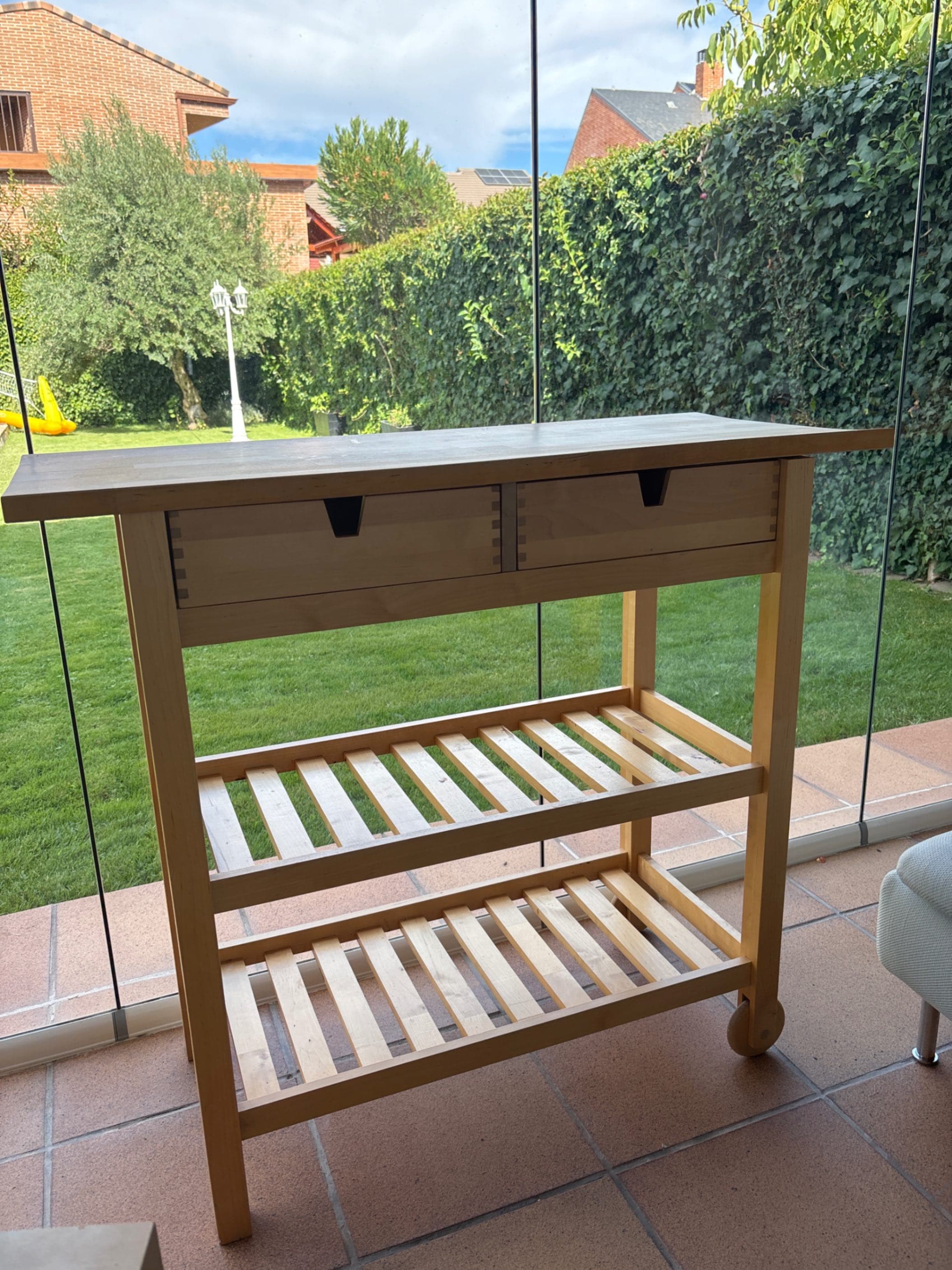 FÖRHÖJA kitchen trolley, birch, 100x43 cm