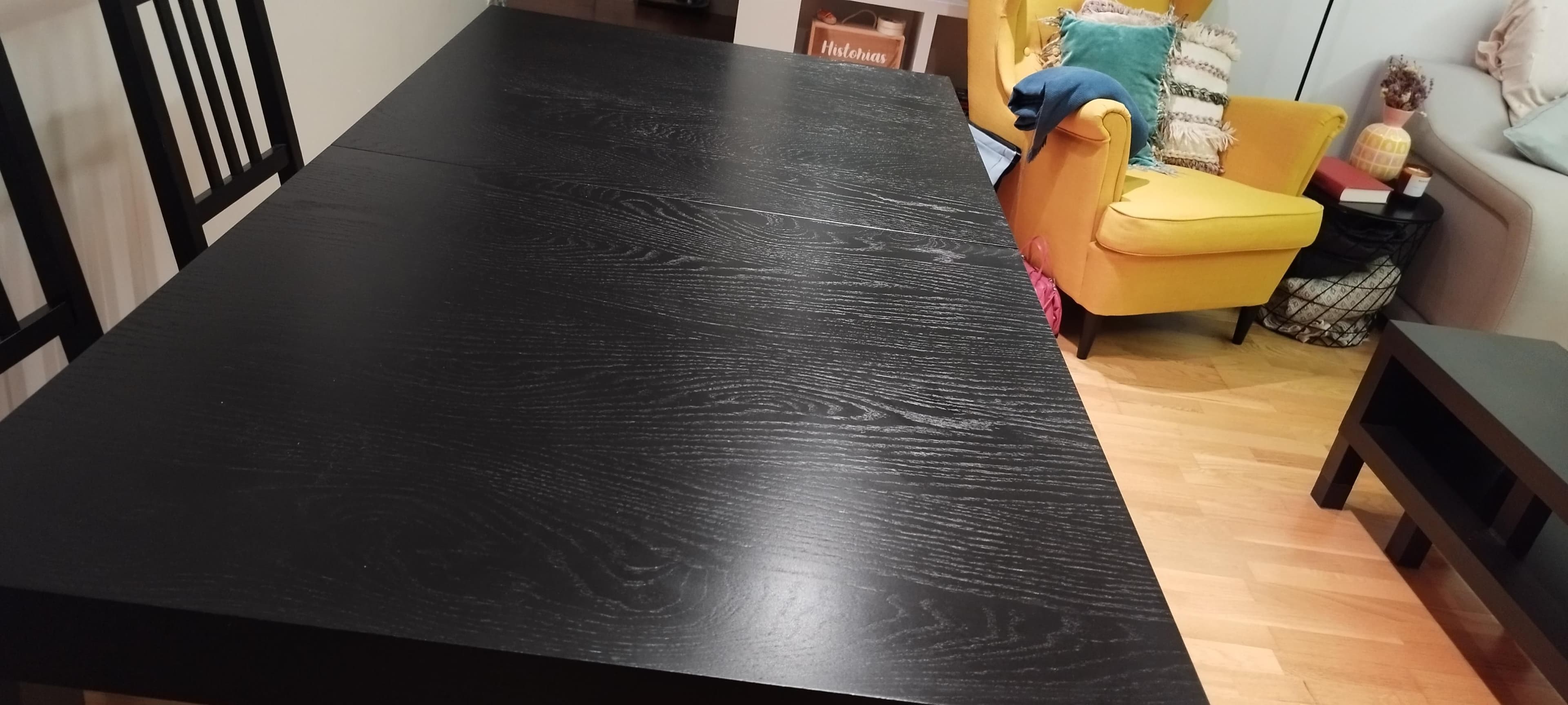 TARSELE extendable table, black veneer/black, 150/200x80 cm
