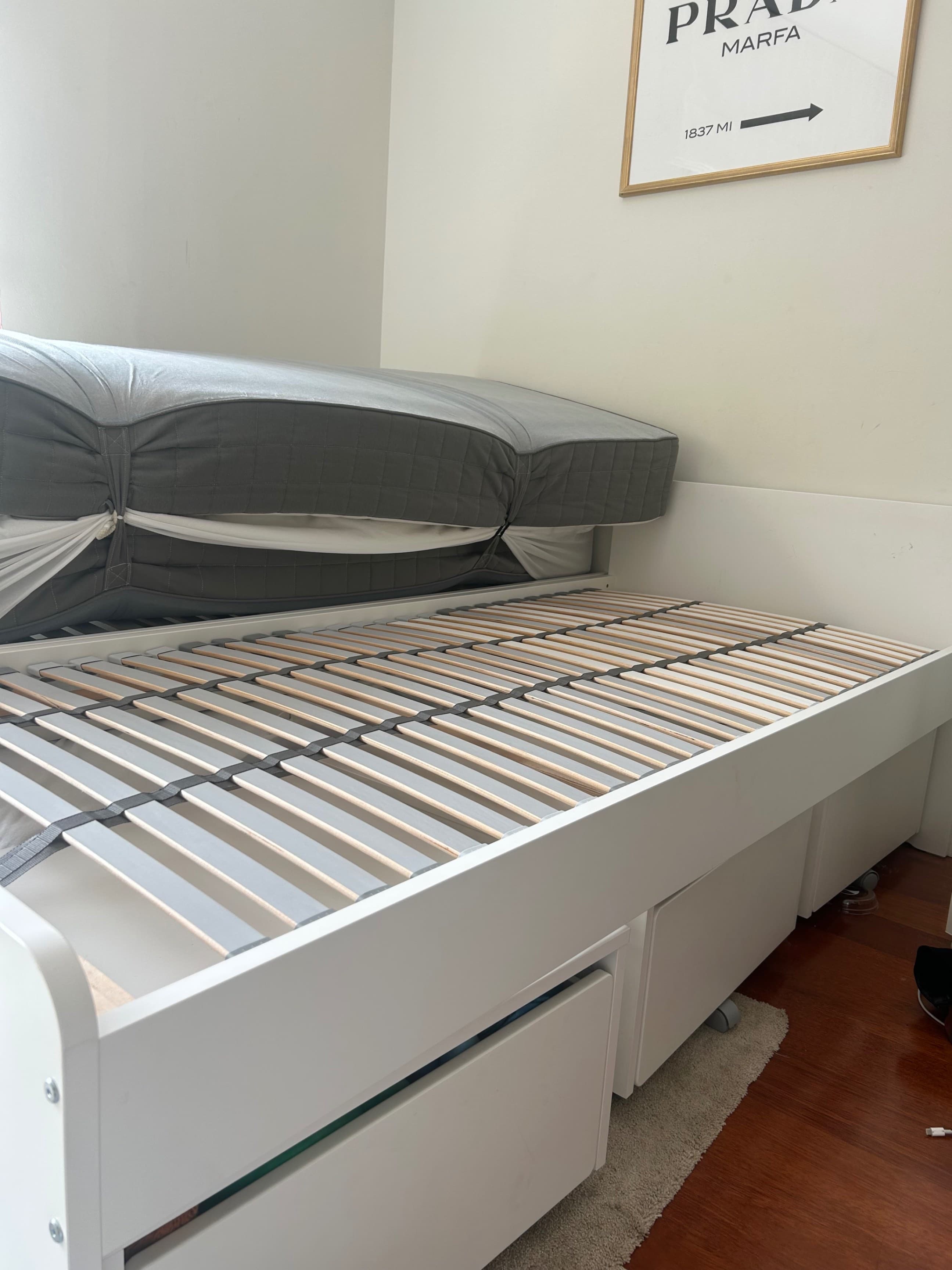SLÄKT estrutura de cama con somier, branco, 90x200 cm