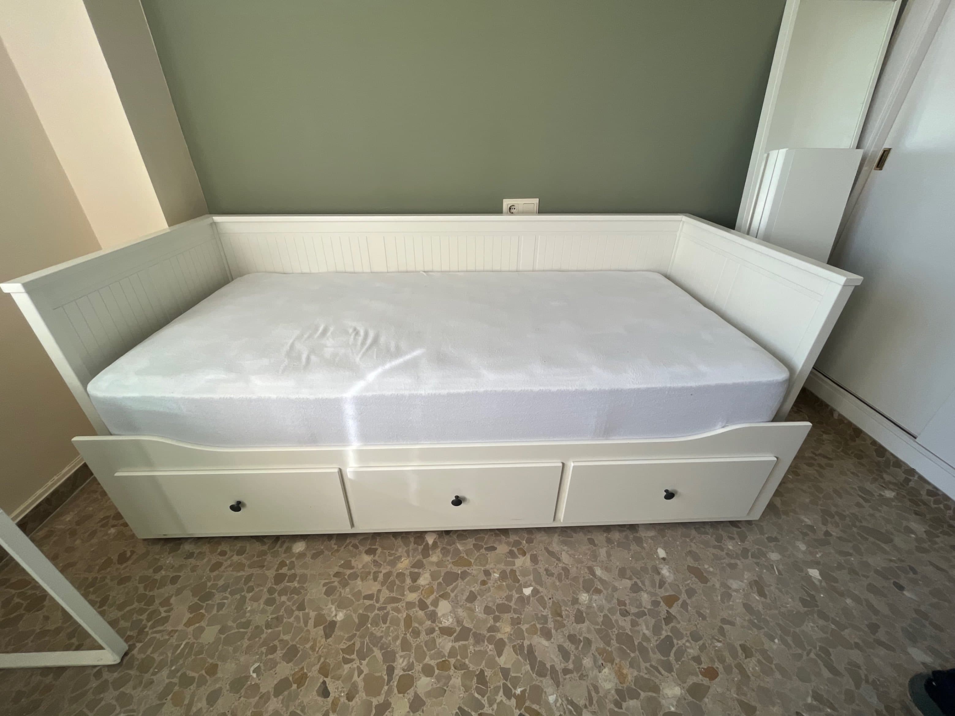 HEMNES 3 tiraderadun diban-egitura, zuria, 80x200 cm