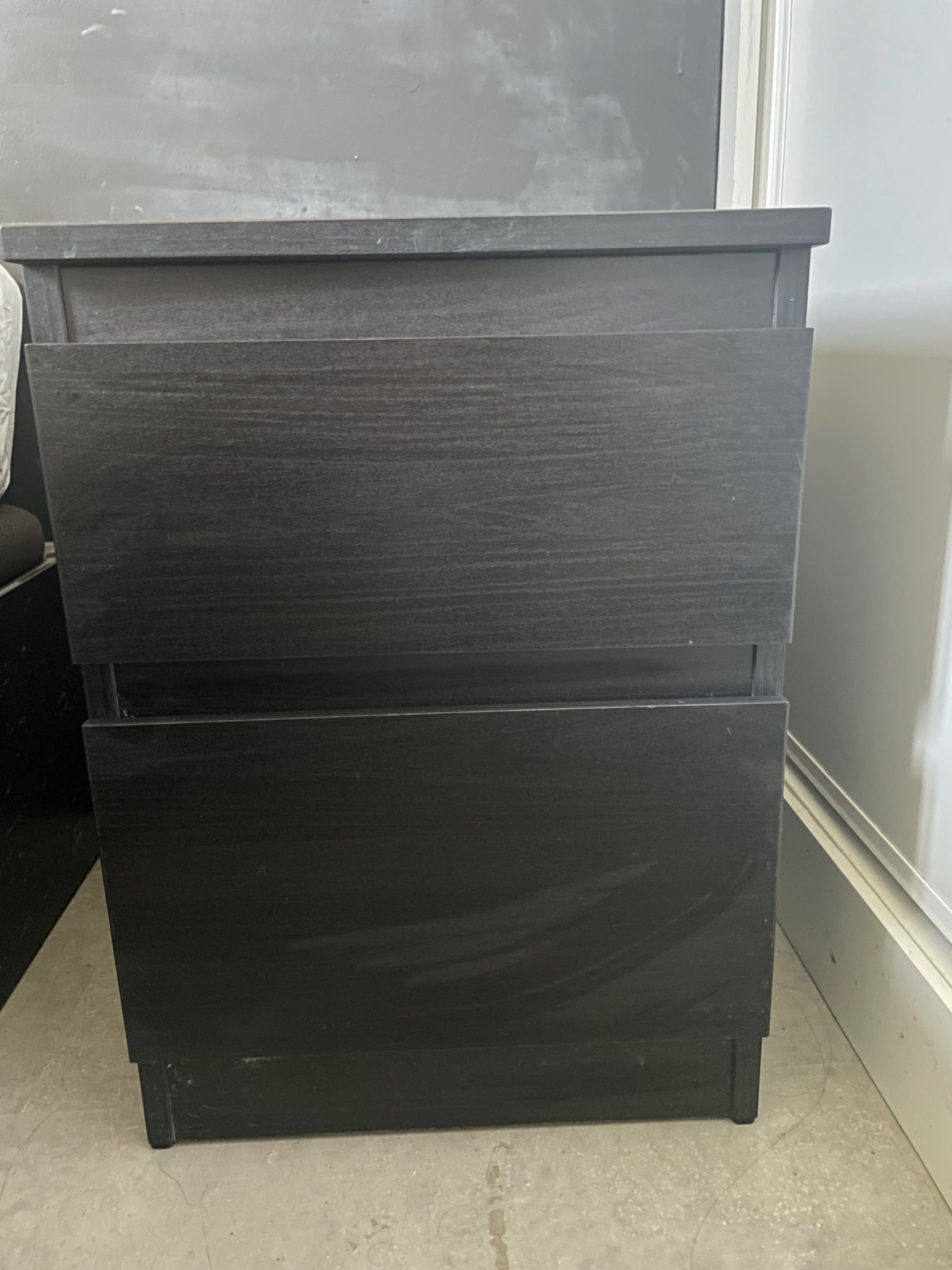 MALM 2 tiraderadun komoda, beltz-marroia, 40x55 cm