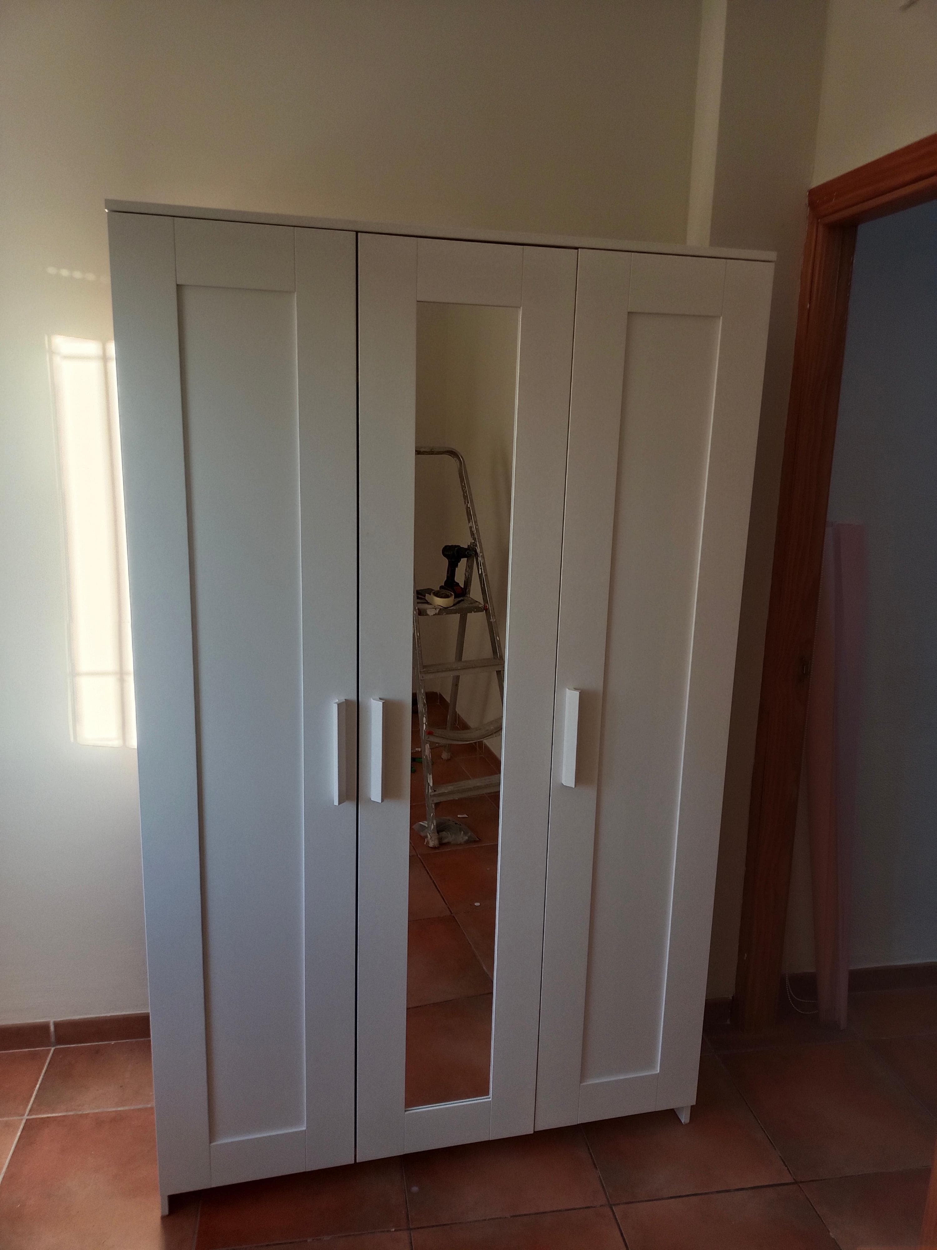 BRIMNES wardrobe with 3 doors, white, 117x190 cm