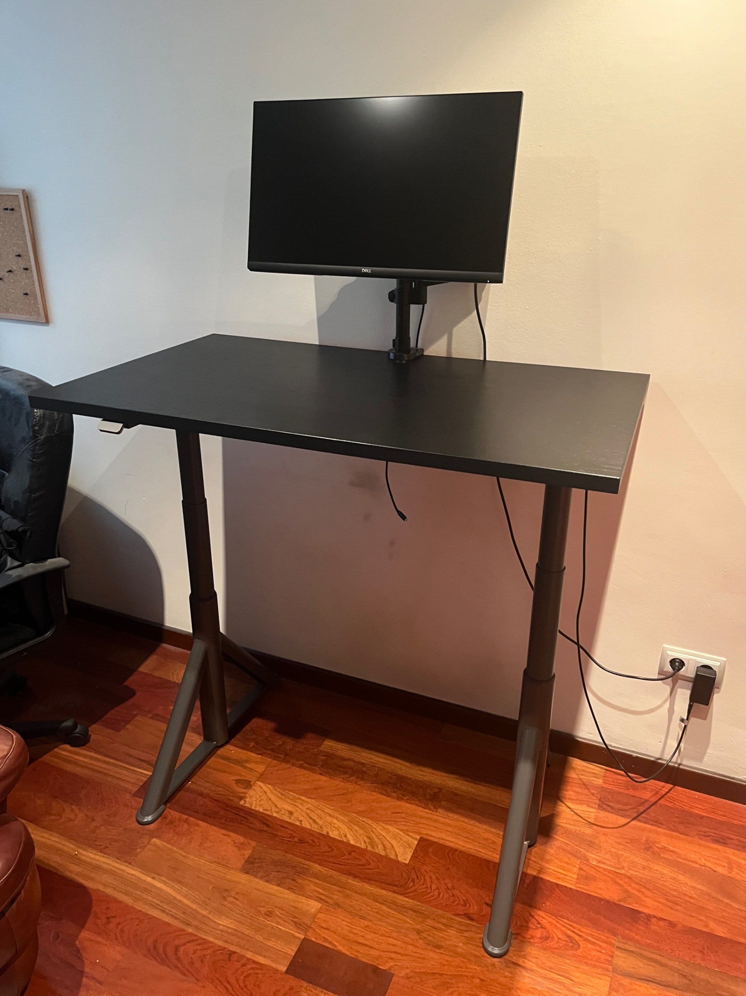 IDÅSEN desk sit/stand, black/dark grey, 120x70 cm