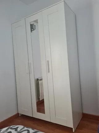 BRIMNES wardrobe with 3 doors, white, 117x190 cm