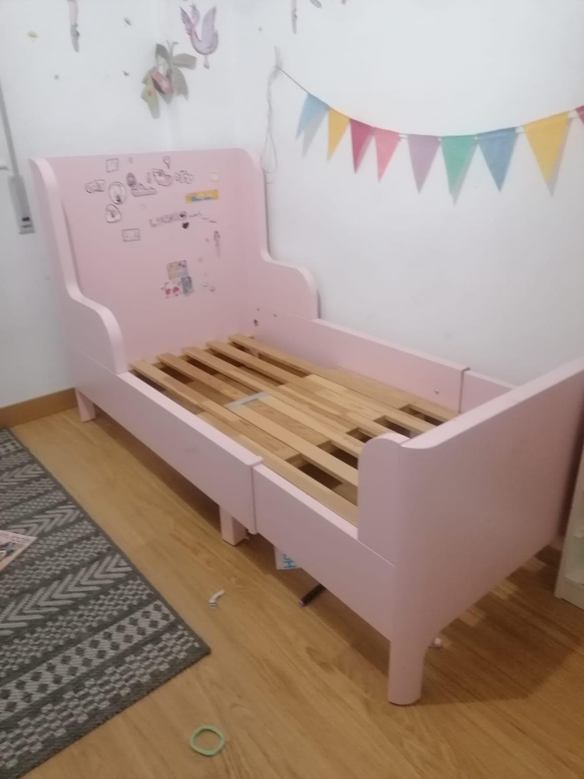 BUSUNGE cama extensible, rosa claro, 80x200 cm