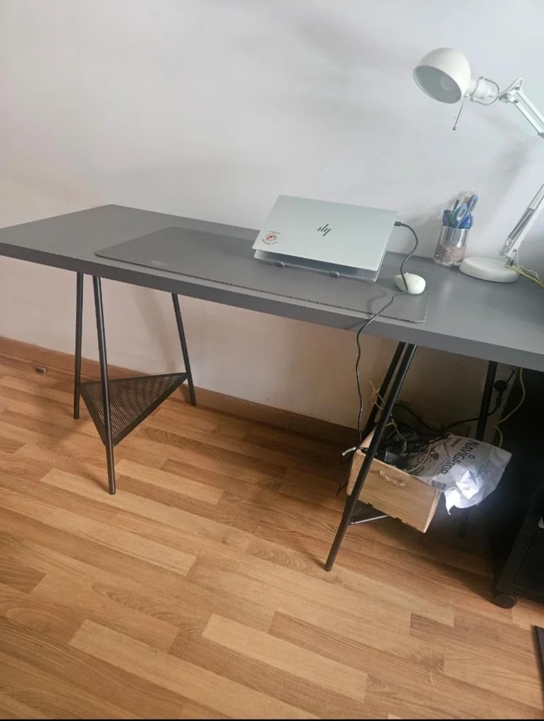 IDÅSEN desk, black/dark grey, 120x70 cm