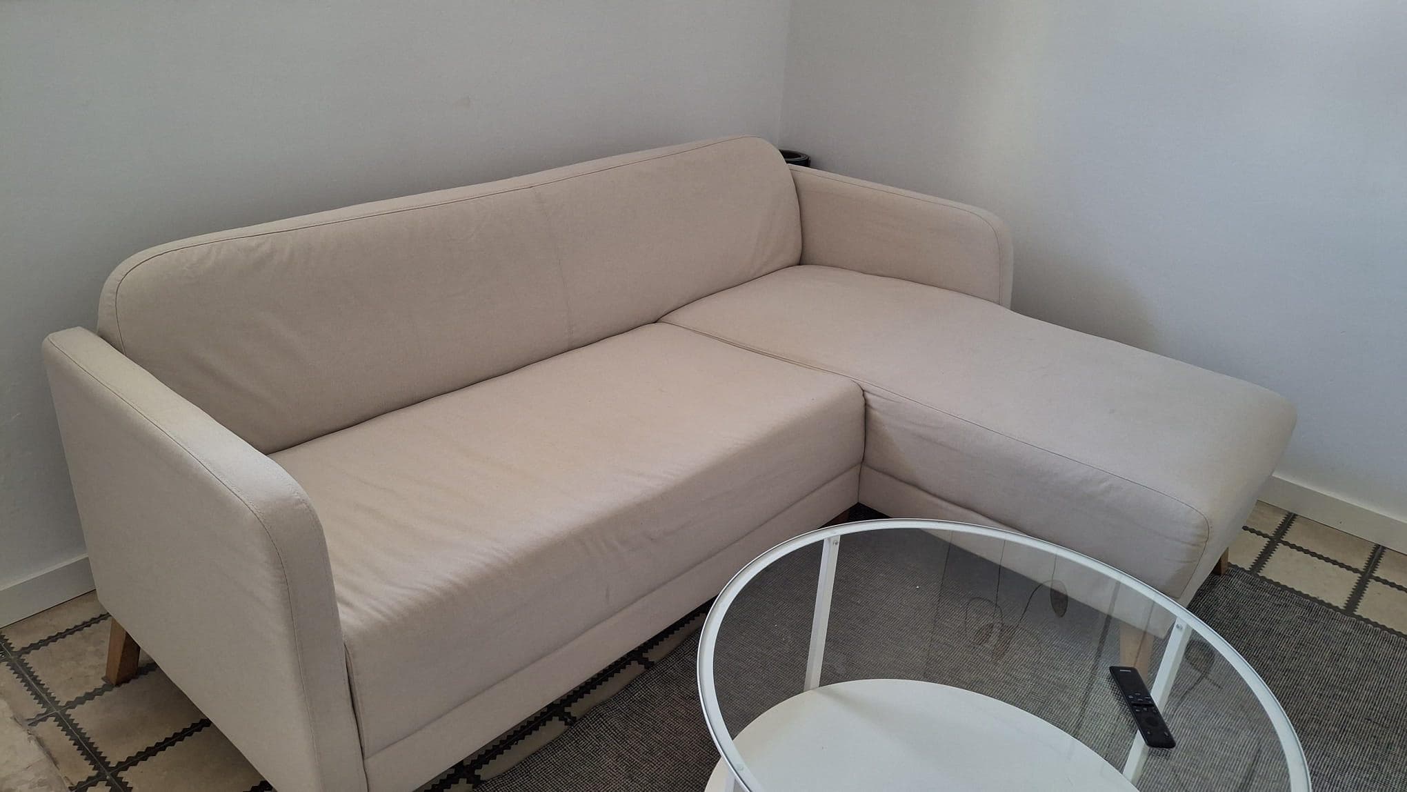 LINANÄS 3 eserlekuko sofa, +chaiselongue-ak/Vissle beixa