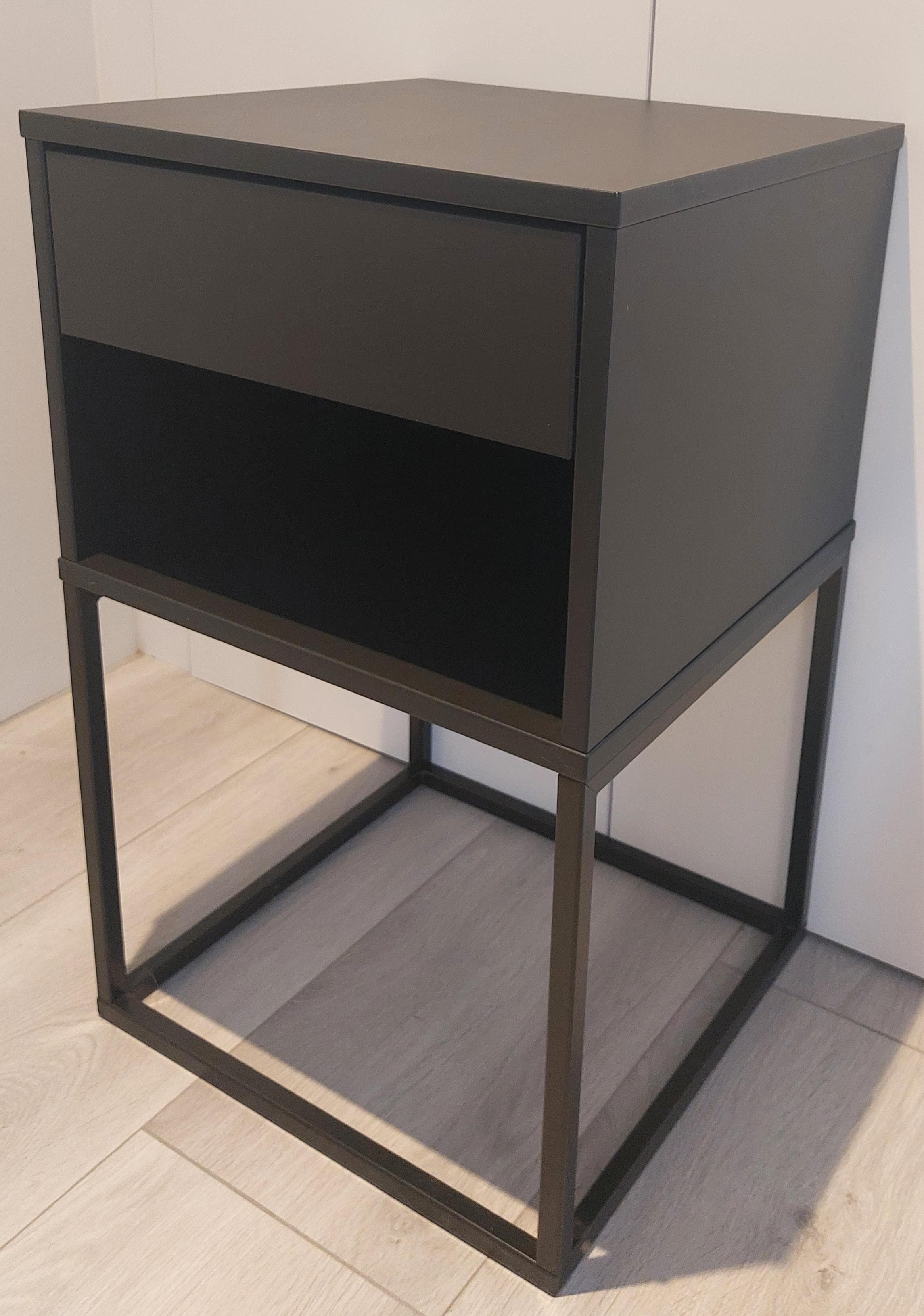 VIKHAMMER bedside table, black, 40x39 cm