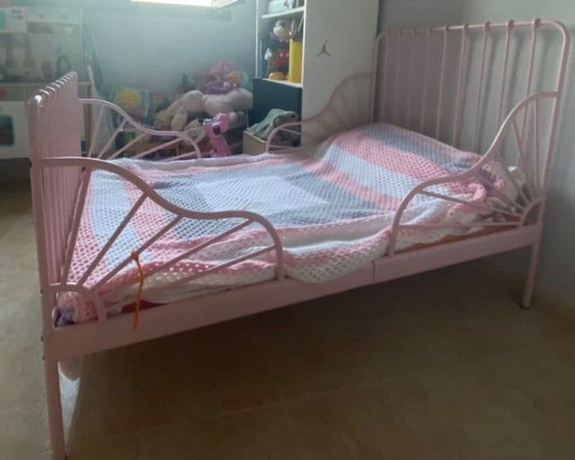 MINNEN llit extensible, rosa clar, 80x200 cm
