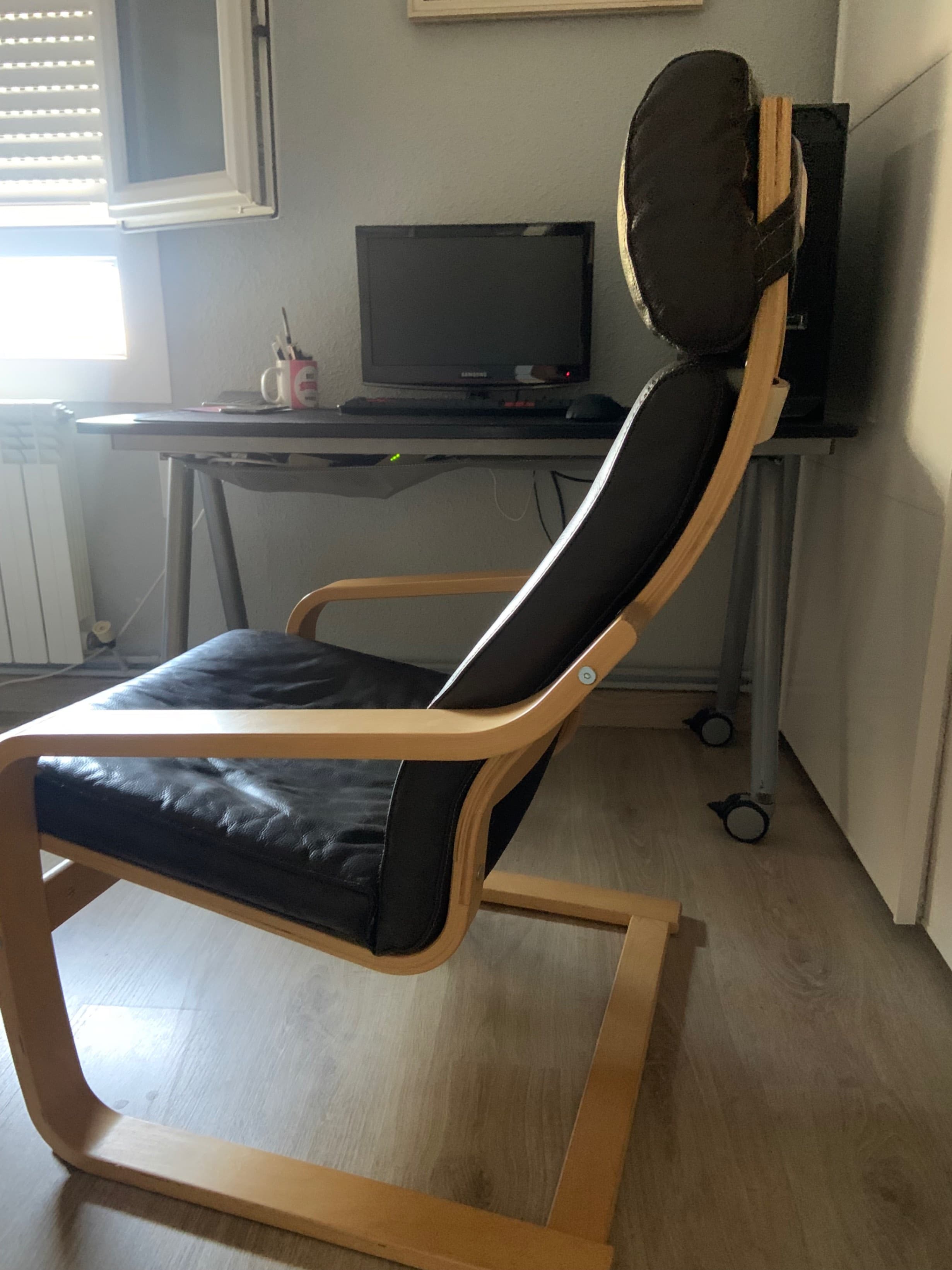 POÄNG armchair, birch veneer/Glose dark brown