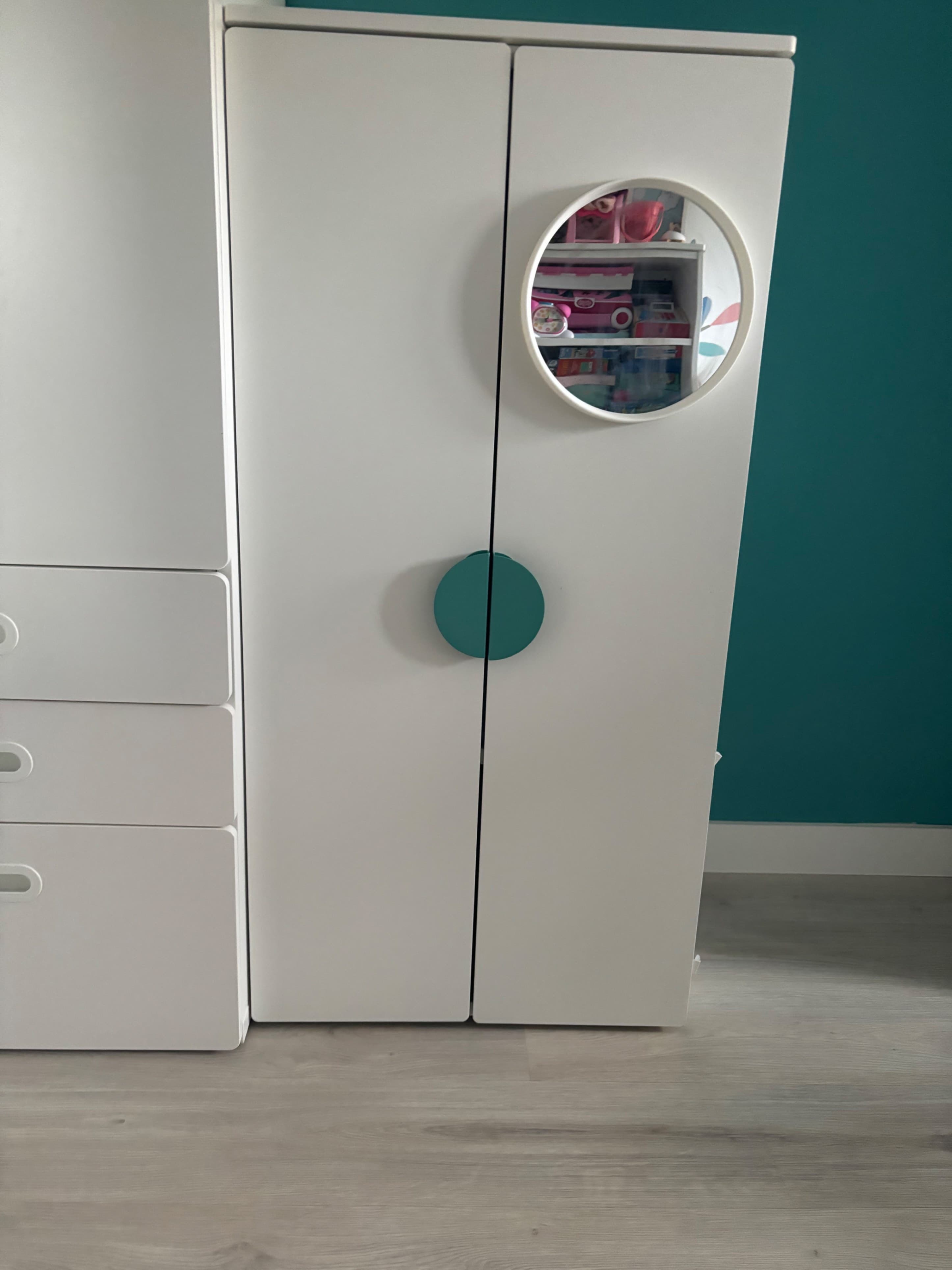 SMÅSTAD / PLATSA armairua, zuria/arrosa argia, 60x57x123 cm