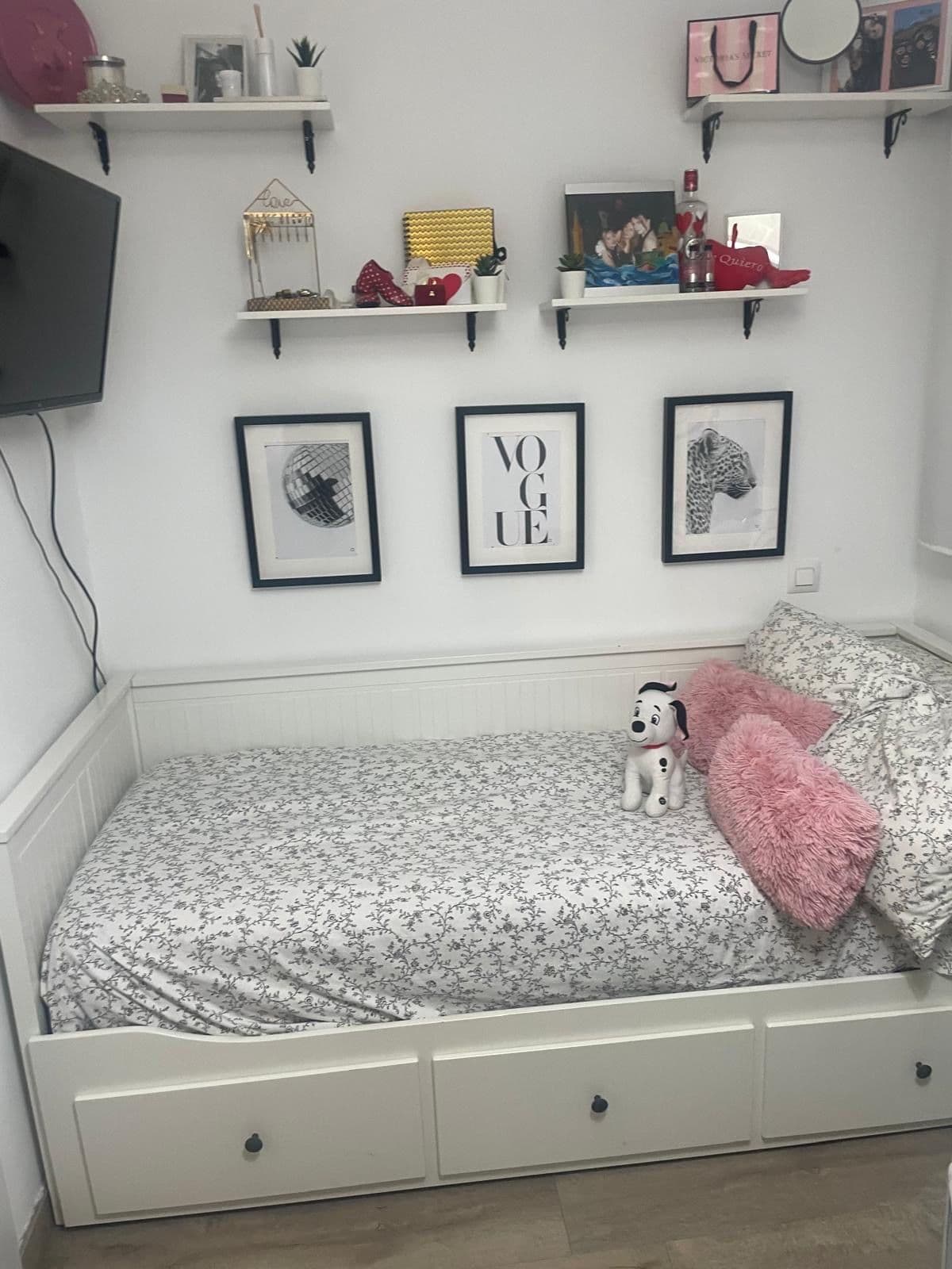 HEMNES 3 tiraderadun diban-egitura, zuria, 80x200 cm
