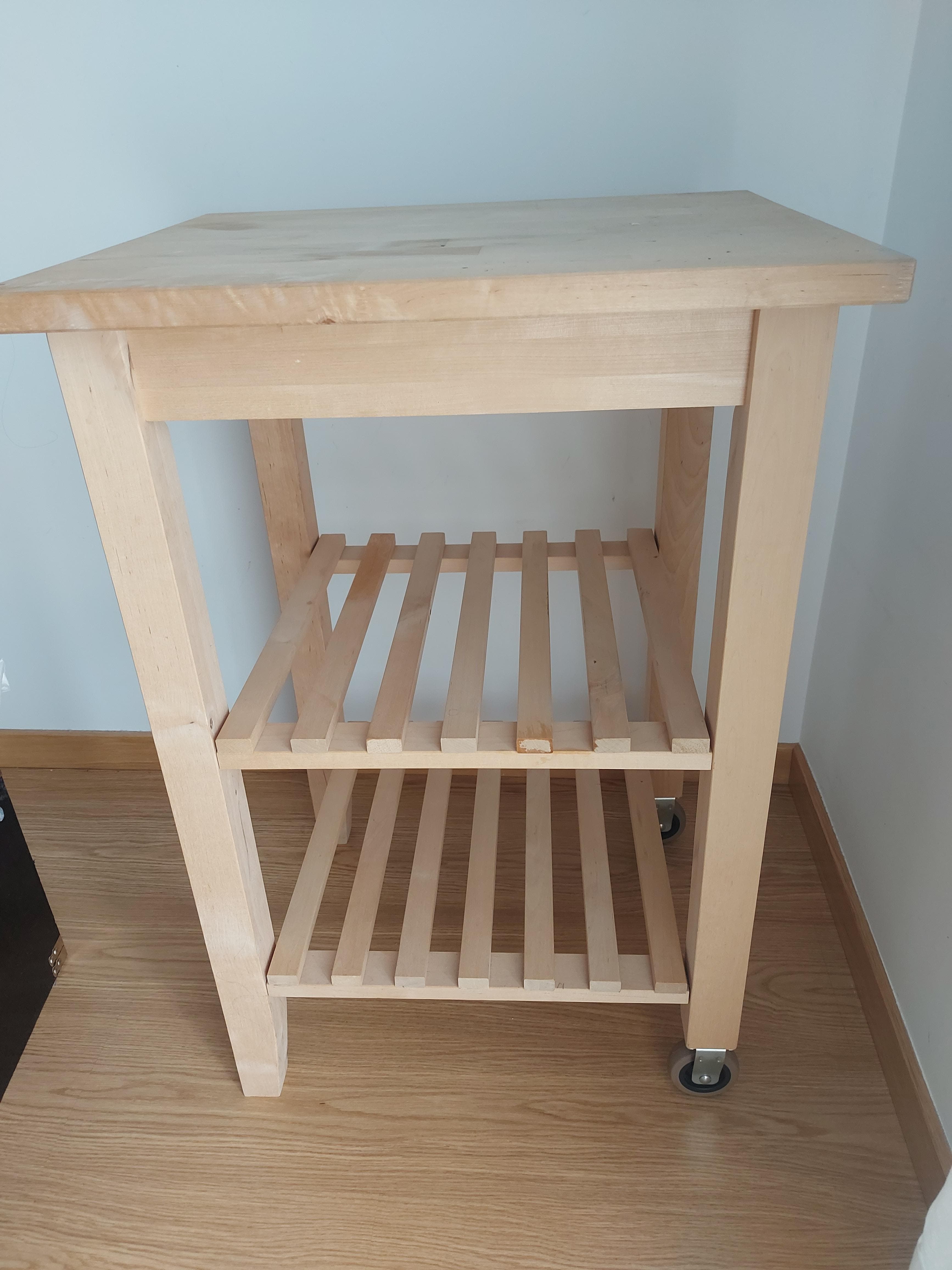 BEKVÄM kitchen trolley, birch, 58x50 cm