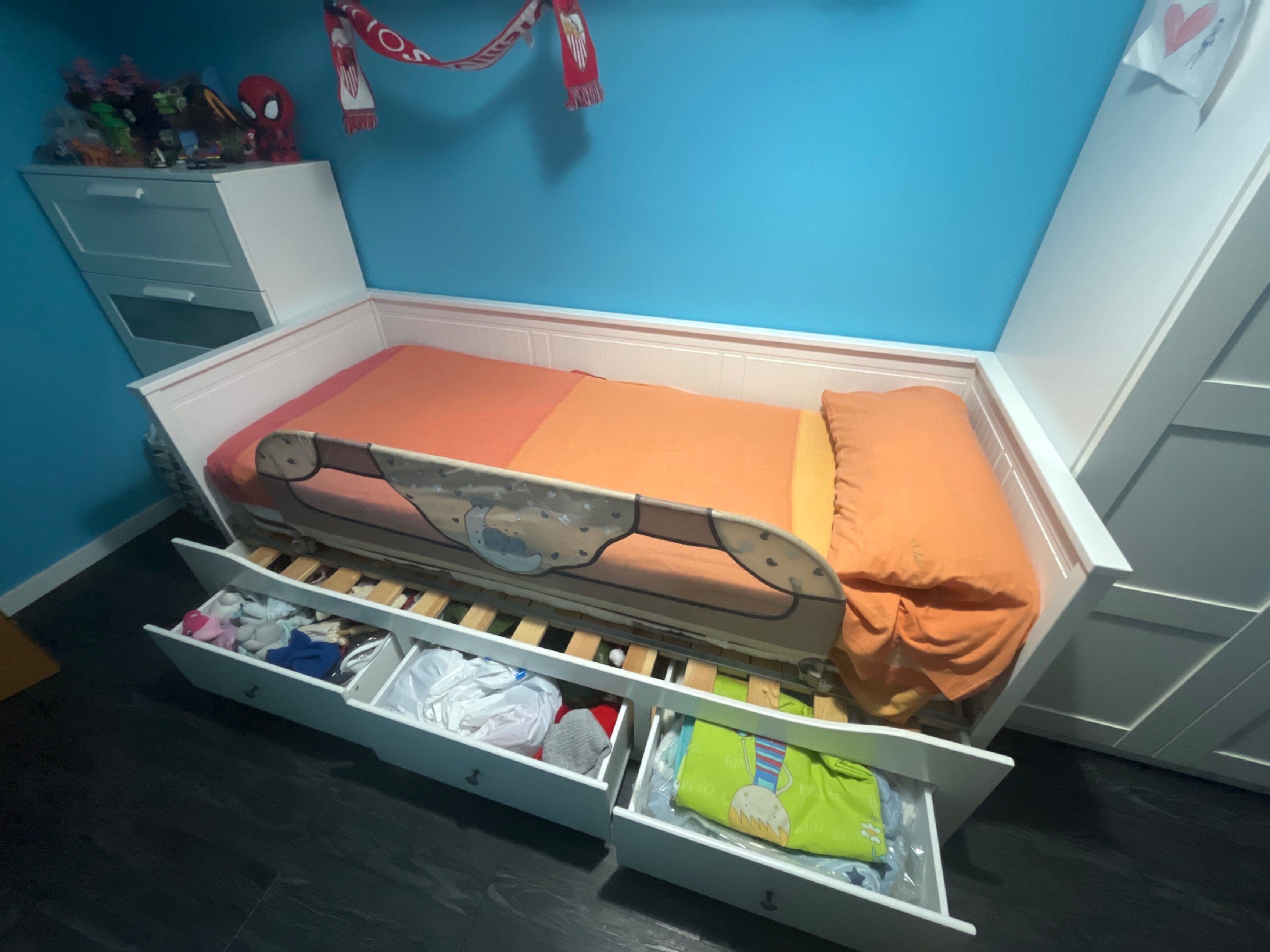 HEMNES Estructura diván con 3 cajones, blanco, 80x200 cm