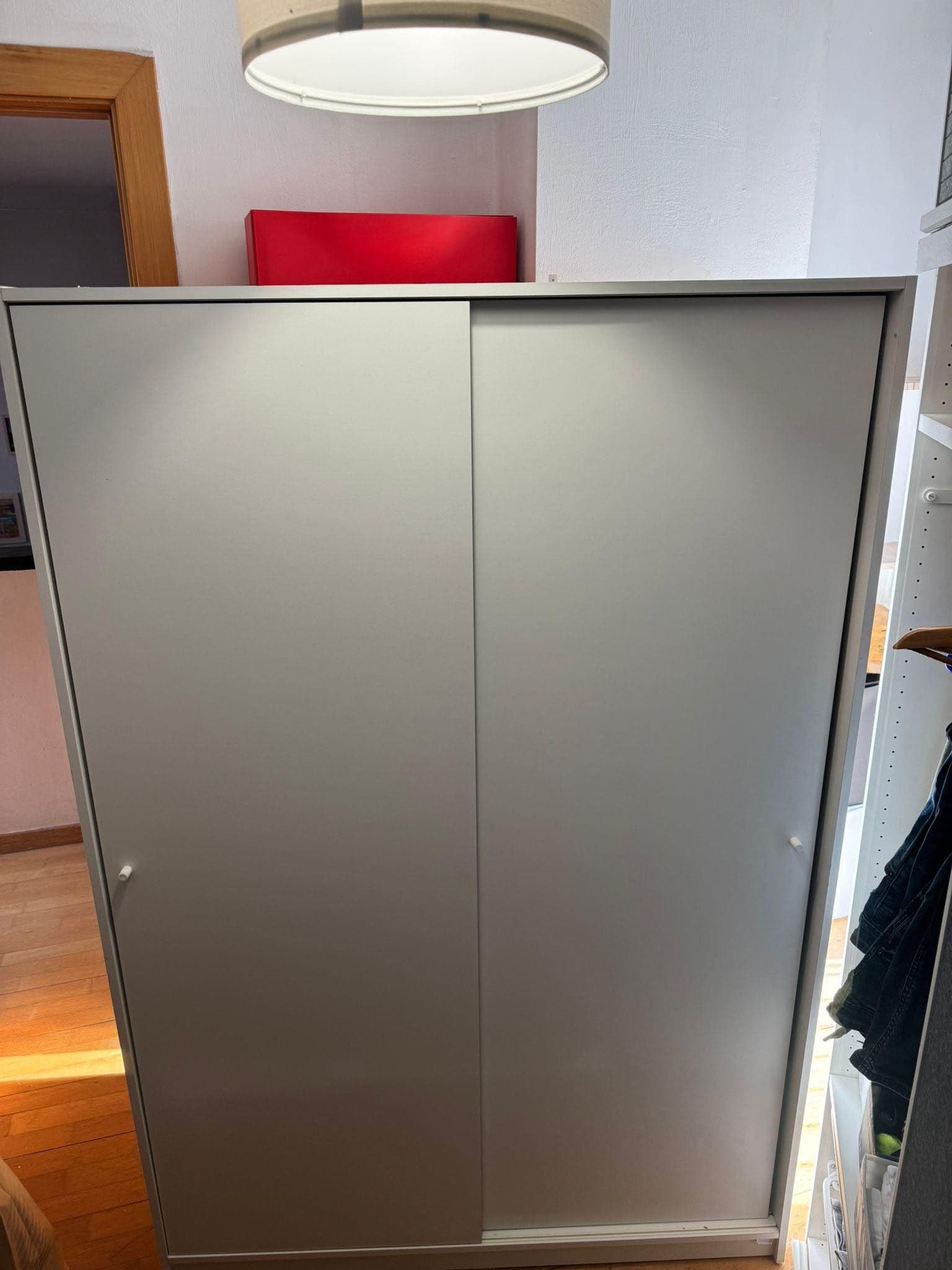 HAUGA armario con puertas correderas, blanco, 118x55x199 cm