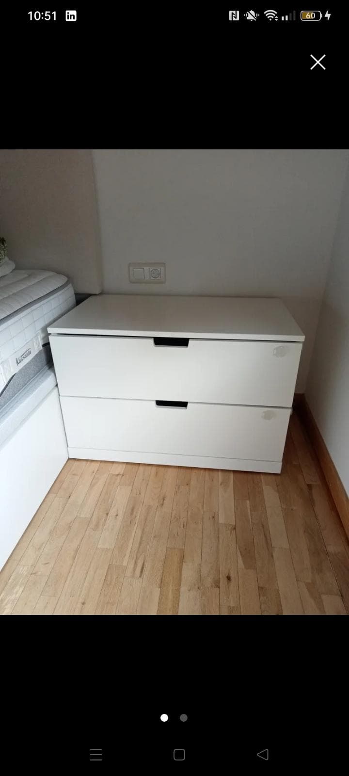 NORDLI cómoda de 2 caixóns, branco, 80x54 cm
