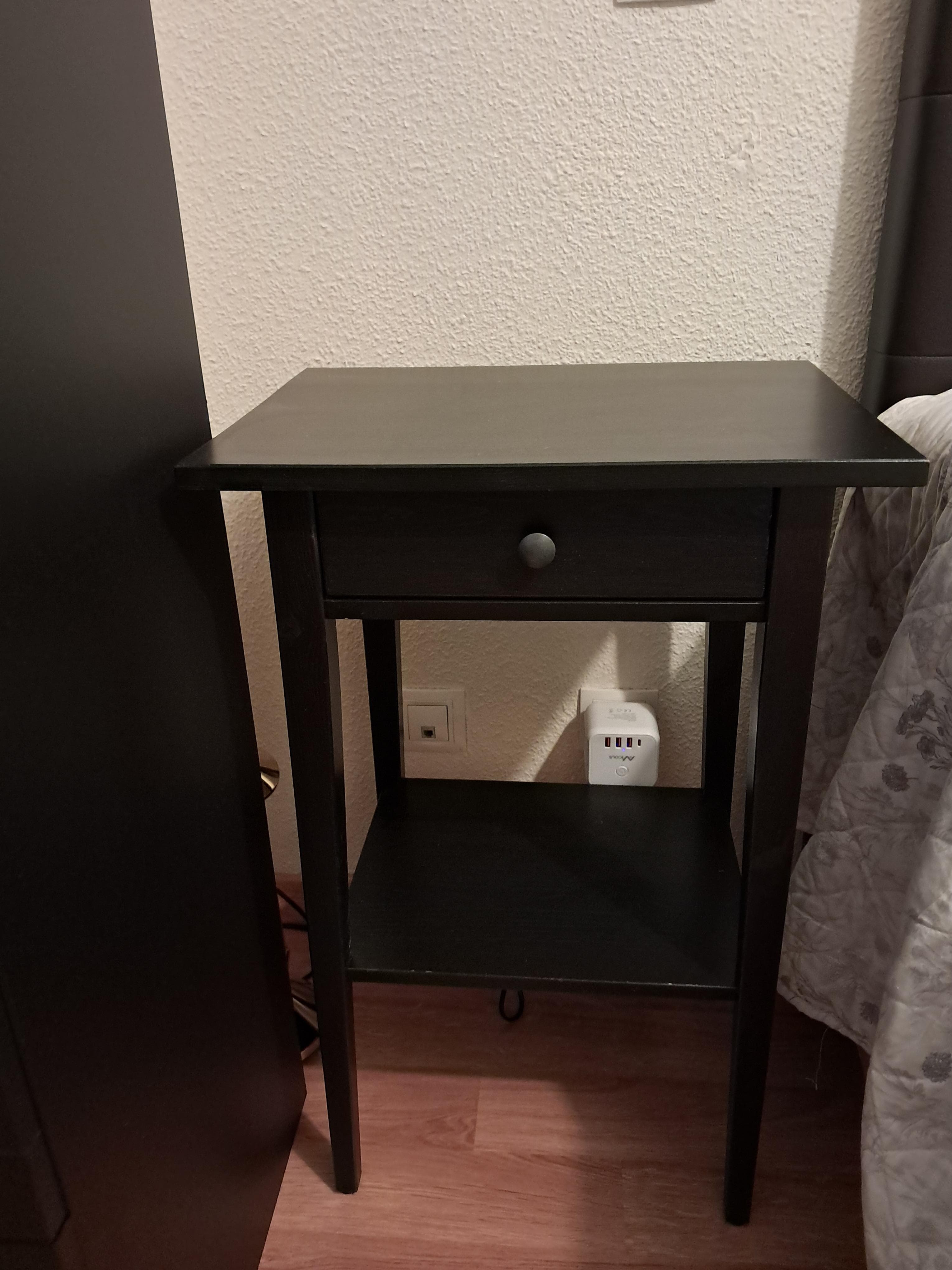 HEMNES bedside table, black-brown, 46x35 cm