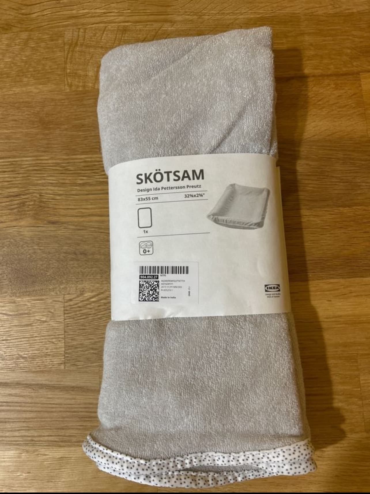 SKÖTSAM funda para cambiador, gris, 83x55 cm