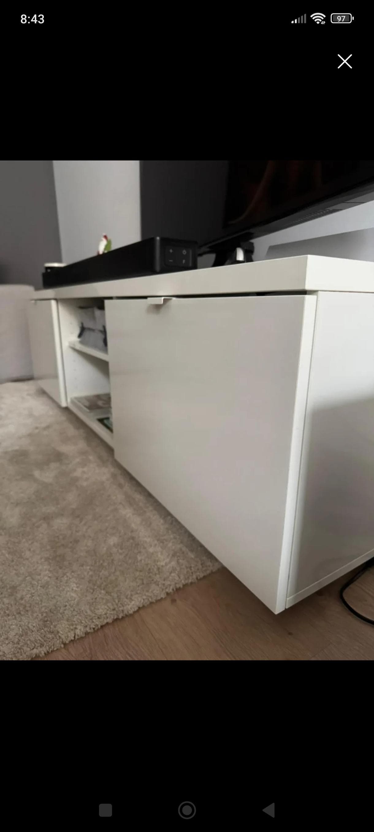 BYÅS moble TV, alto brillo branco, 160x42x45 cm
