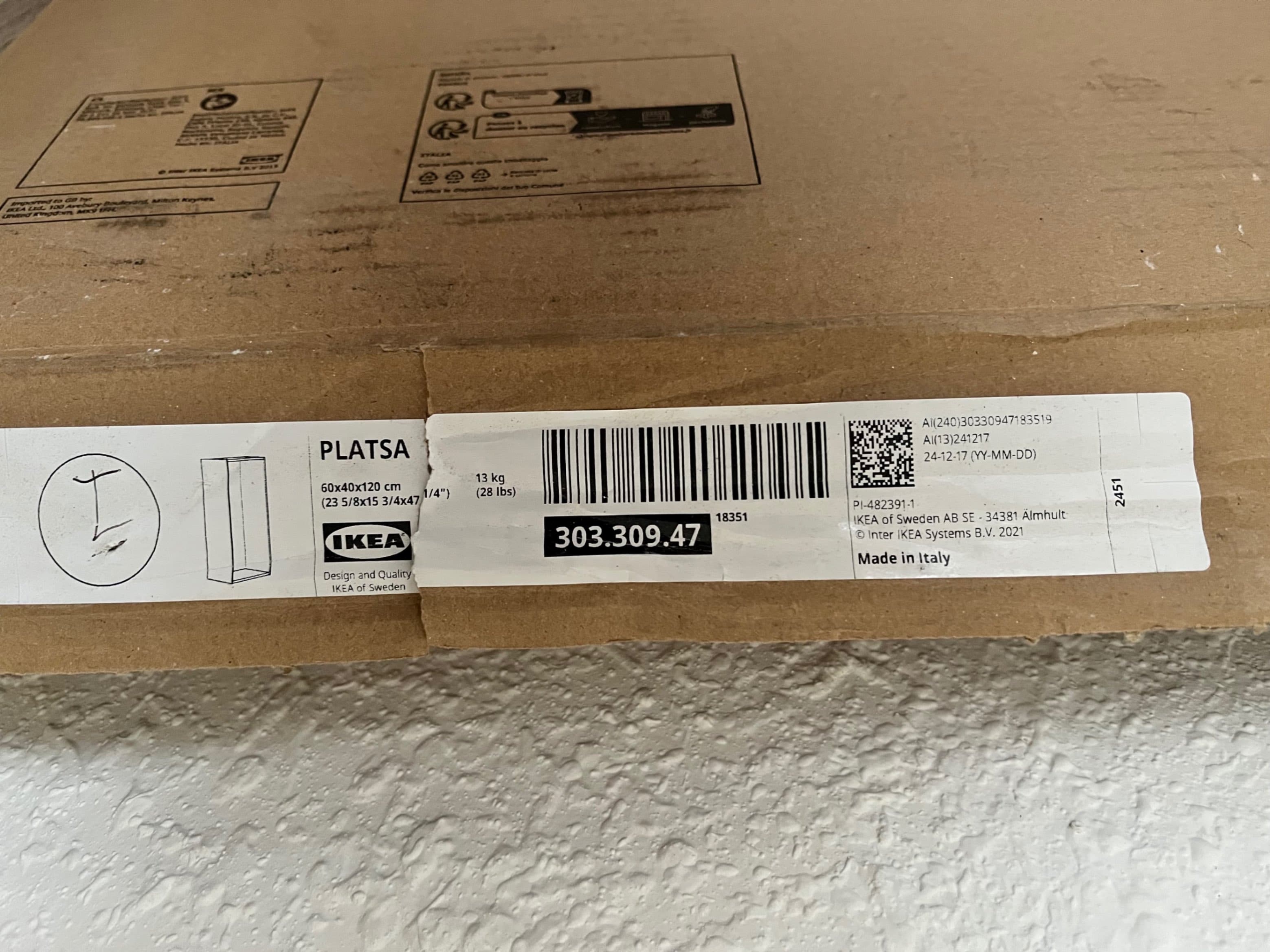 PLATSA estructura, blanc, 60x40x120 cm