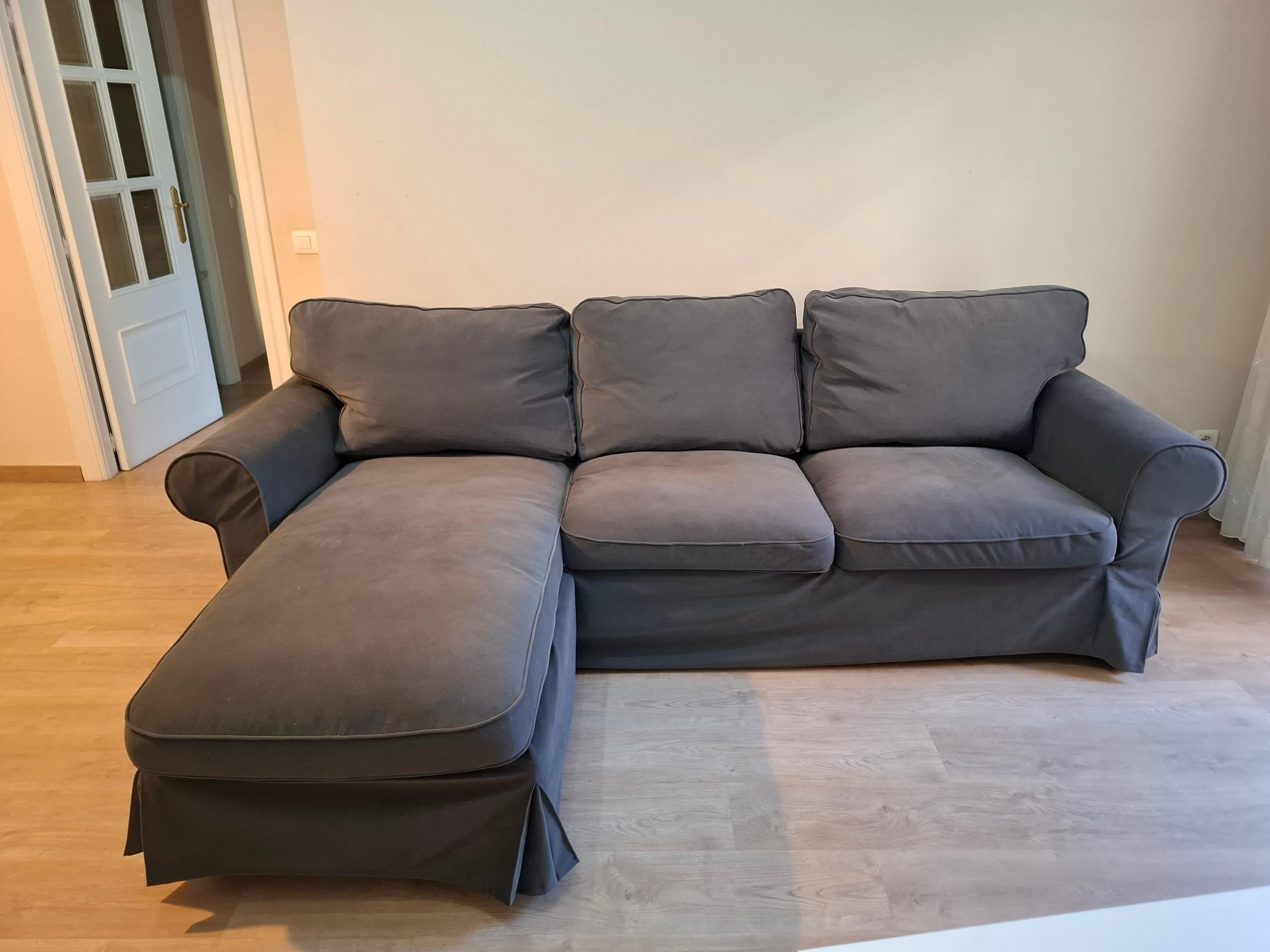 EKTORP sofá de 3 plazas, con chaiselongue/Hillared antracita