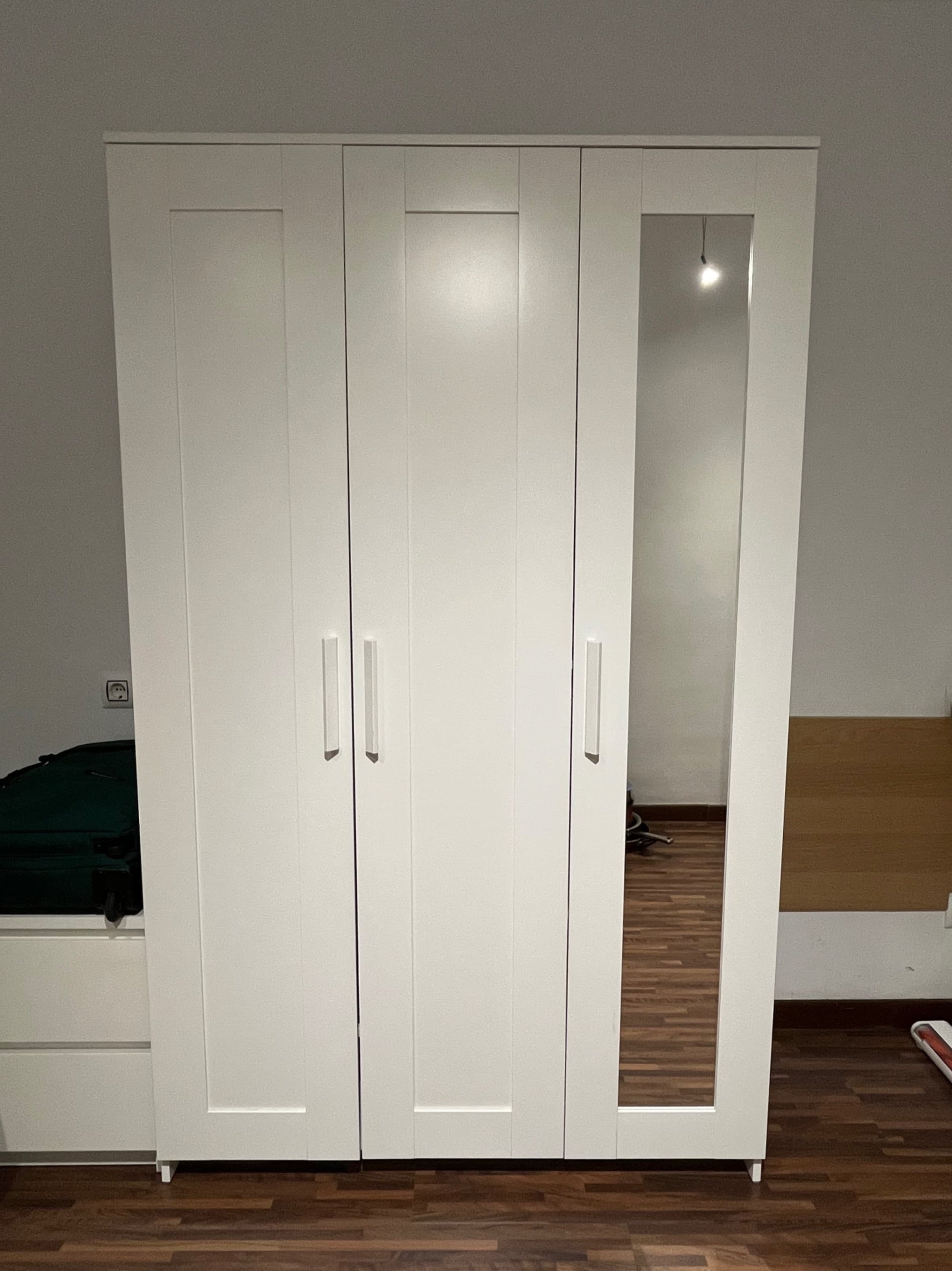 BRIMNES wardrobe with 3 doors, white, 117x190 cm