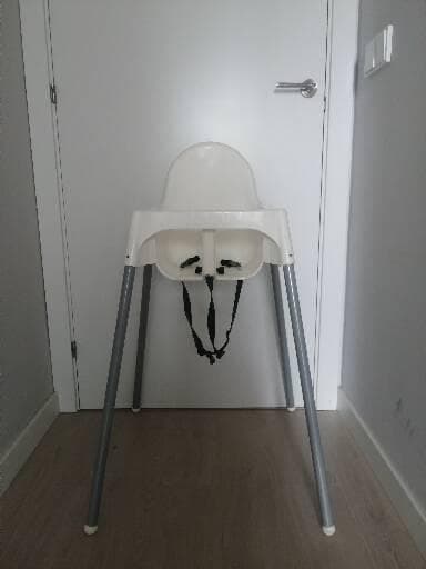 ANTILOP highchair with safety belt, white/silver-colour