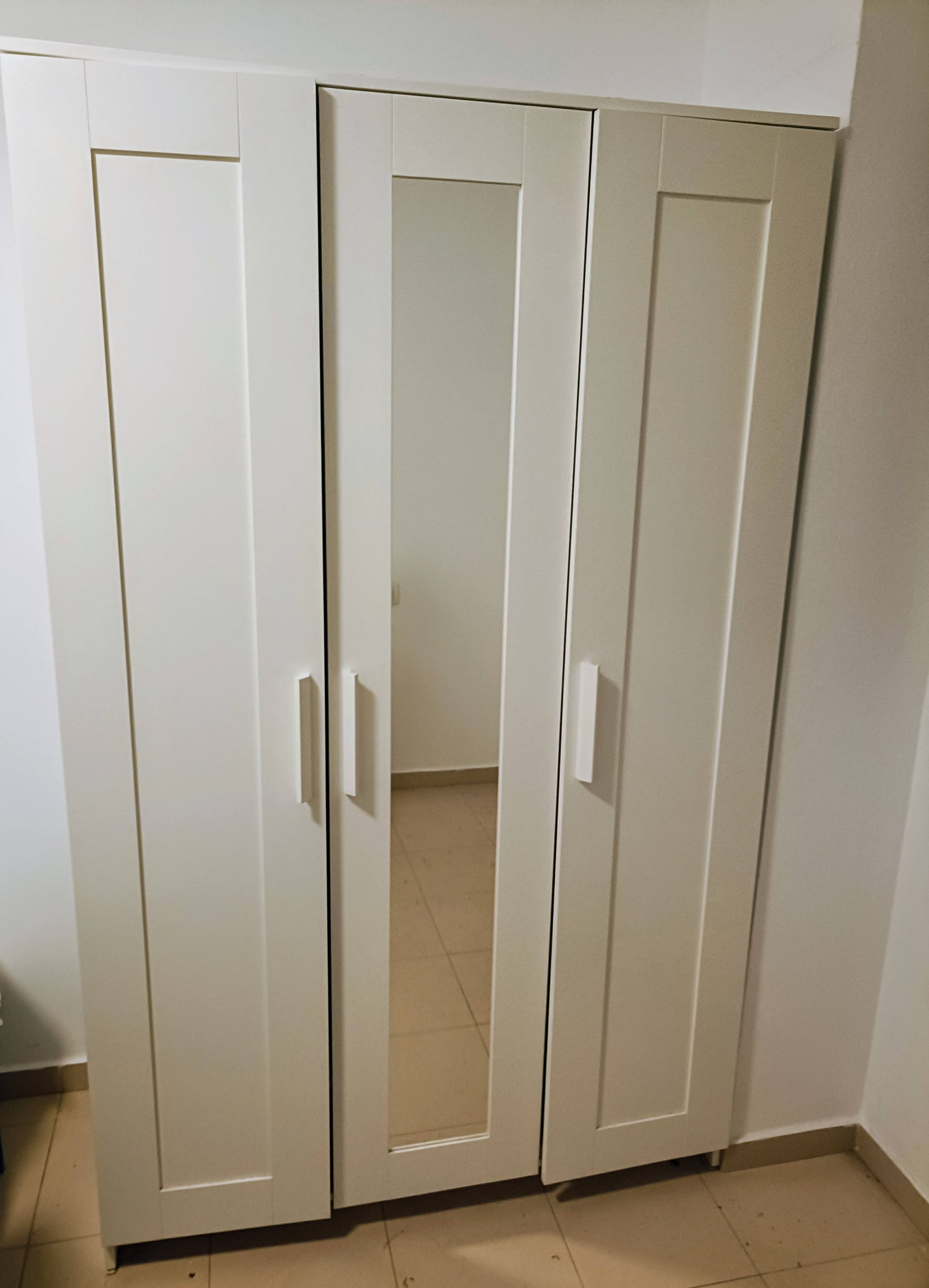 BRIMNES wardrobe with 3 doors, white, 117x190 cm