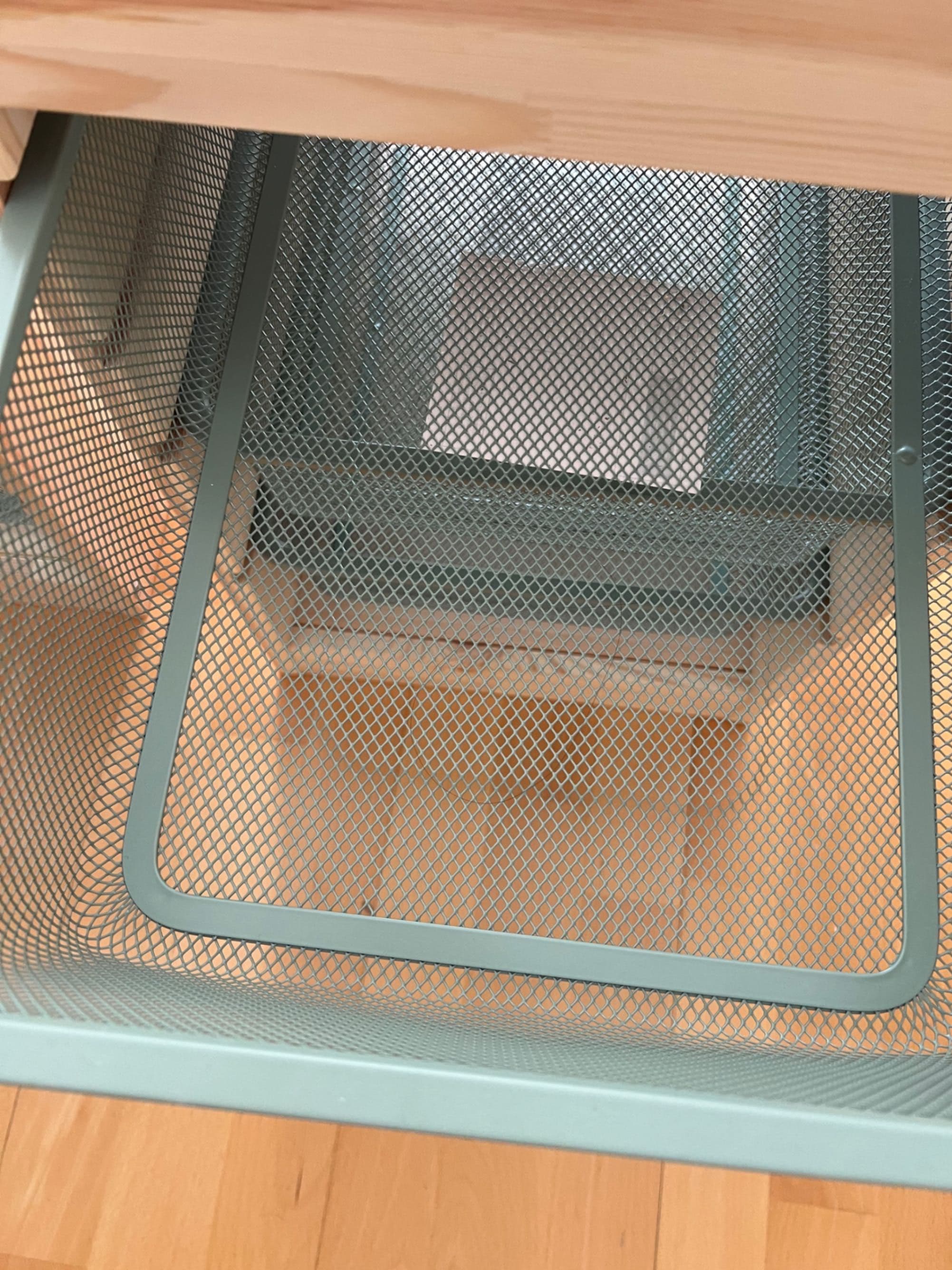 TROFAST storage combination with boxes, light white stained pine grey-blue/light green-grey, 32x44x52 cm