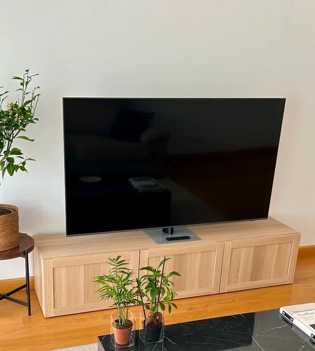 BESTÅ moble TV, efecto carballo tintura branca/Hanviken efecto carballo tintura branca, 180x42x39 cm
