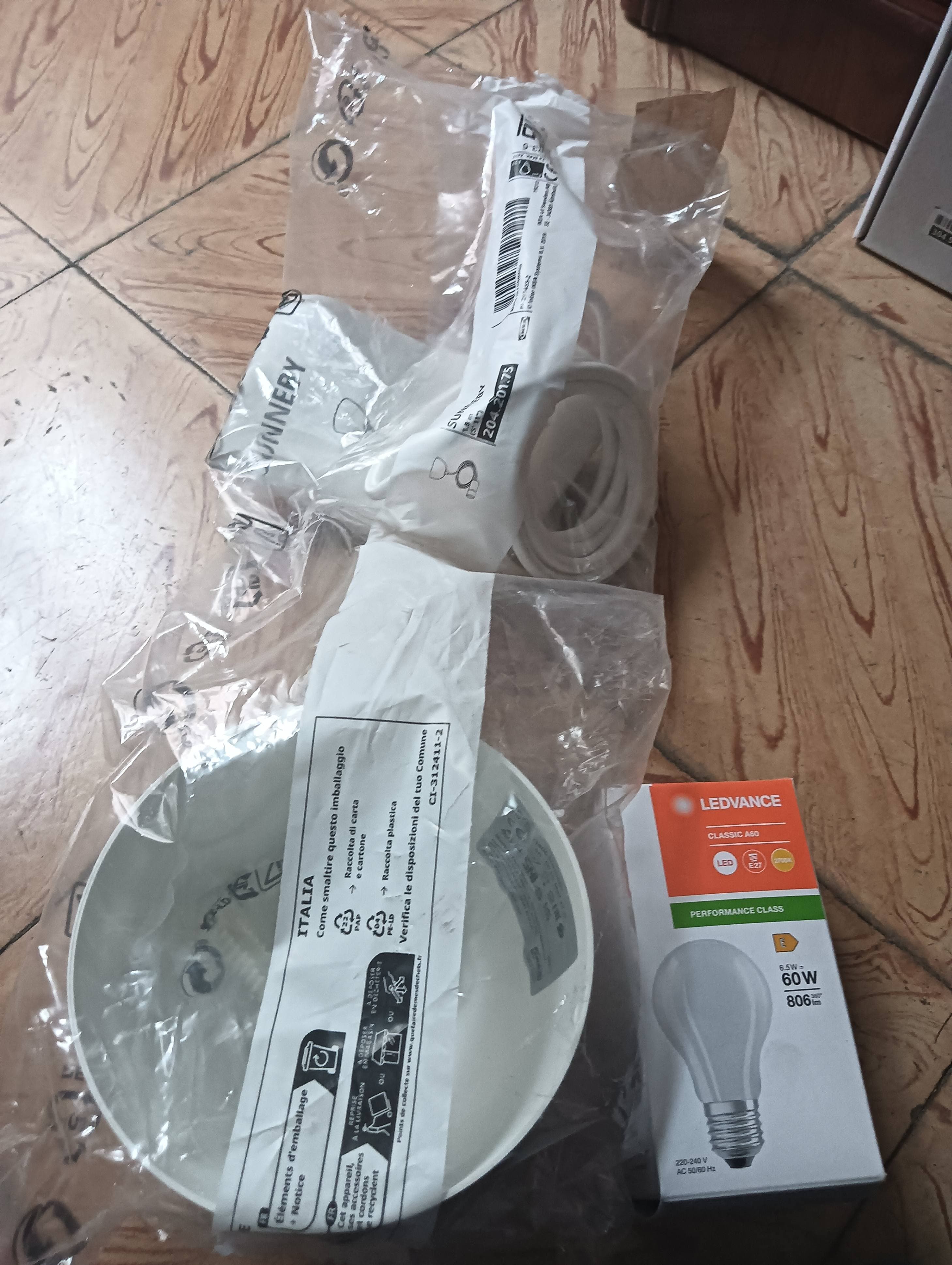 SUNNEBY cord set, white textile, 1.8 m