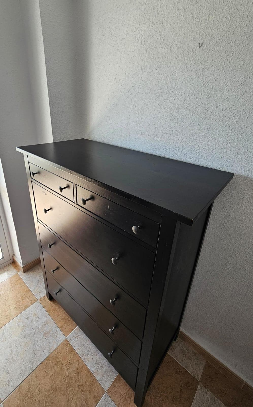HEMNES Cómoda de 6 cajones, negro-marrón, 108x130 cm