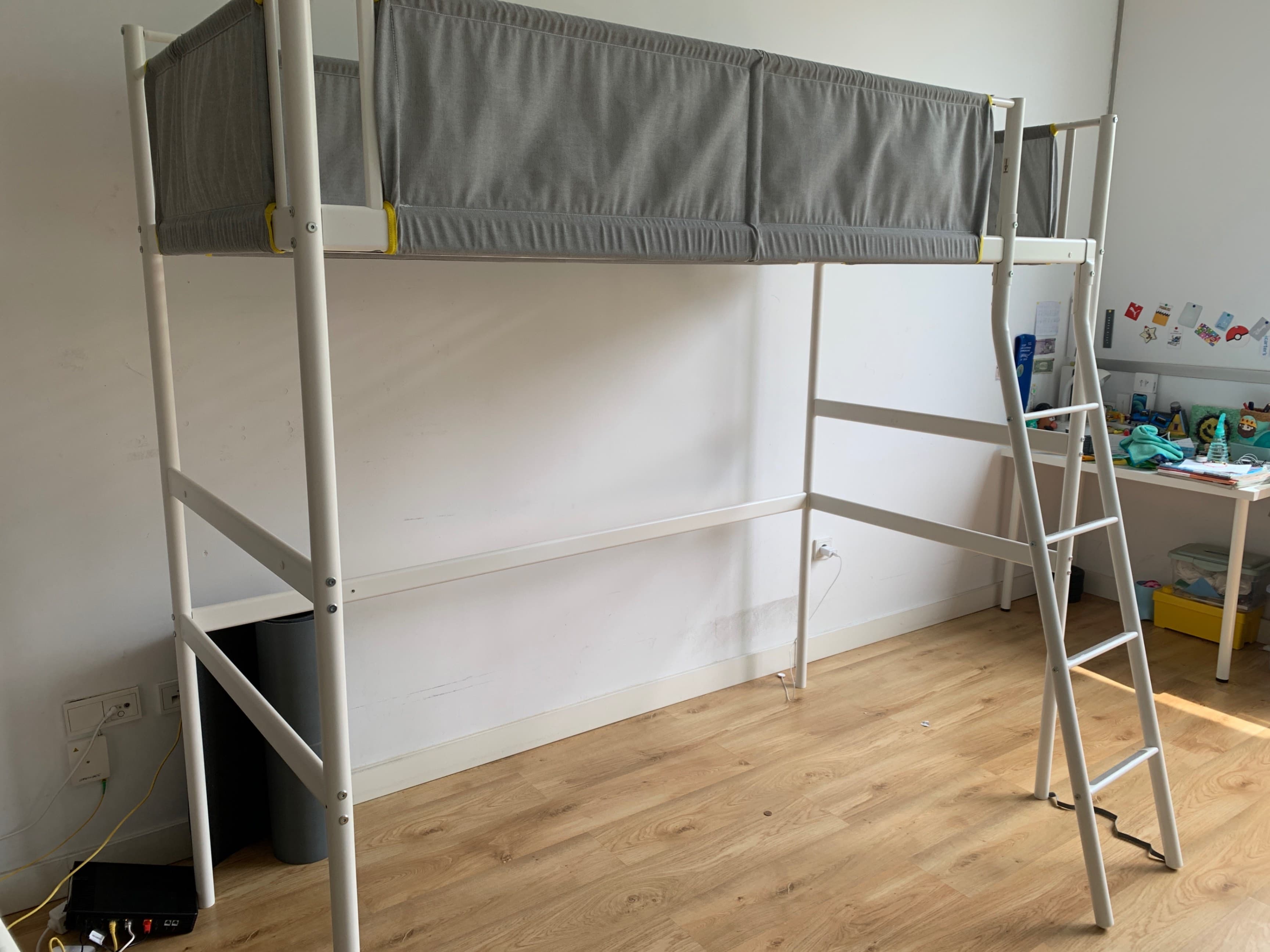 VITVAL estructura de llit alt, blanc/gris clar, 90x200 cm