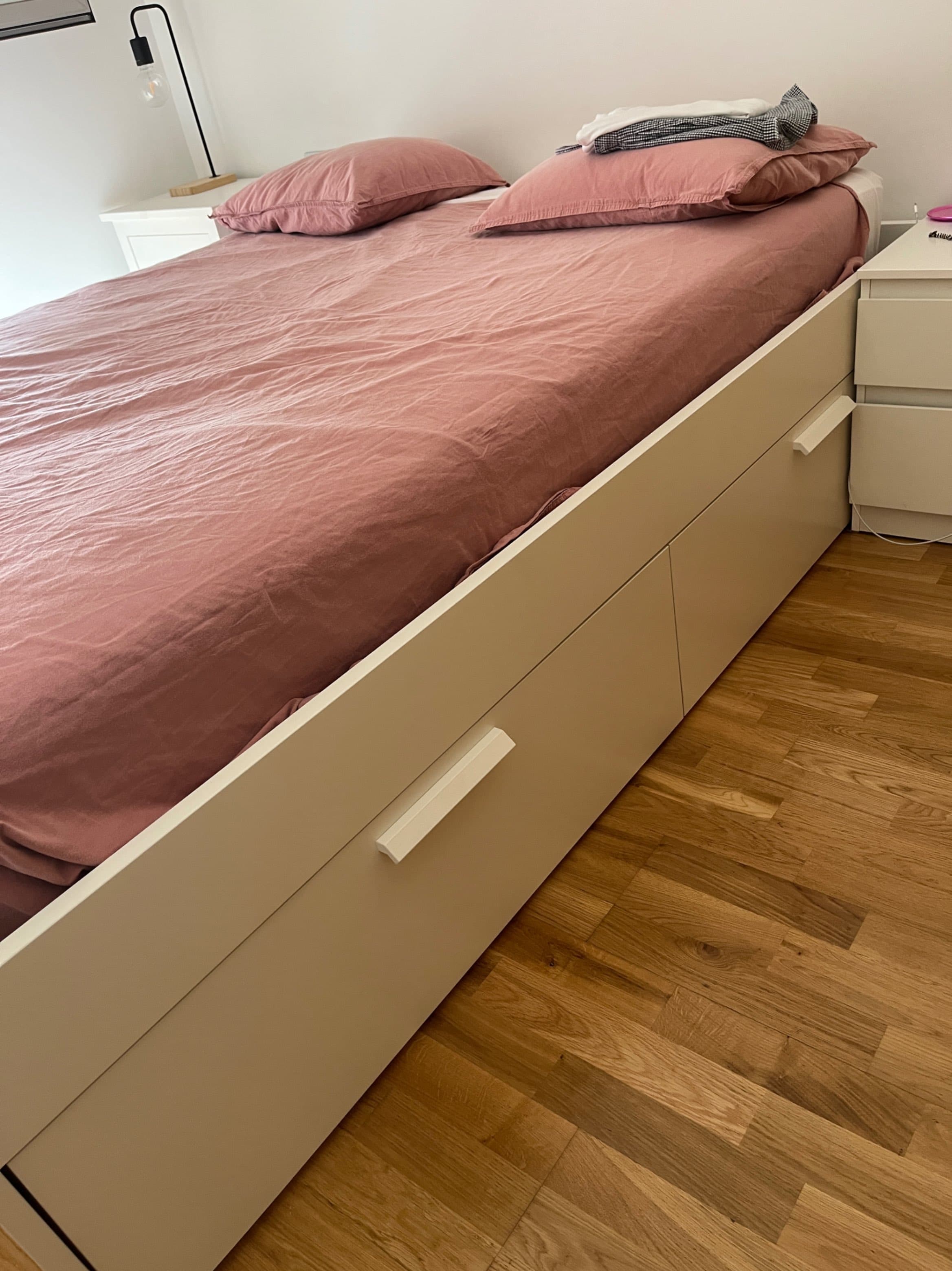 BRIMNES estructura de cama con almacenaje, blanco, 140x200 cm