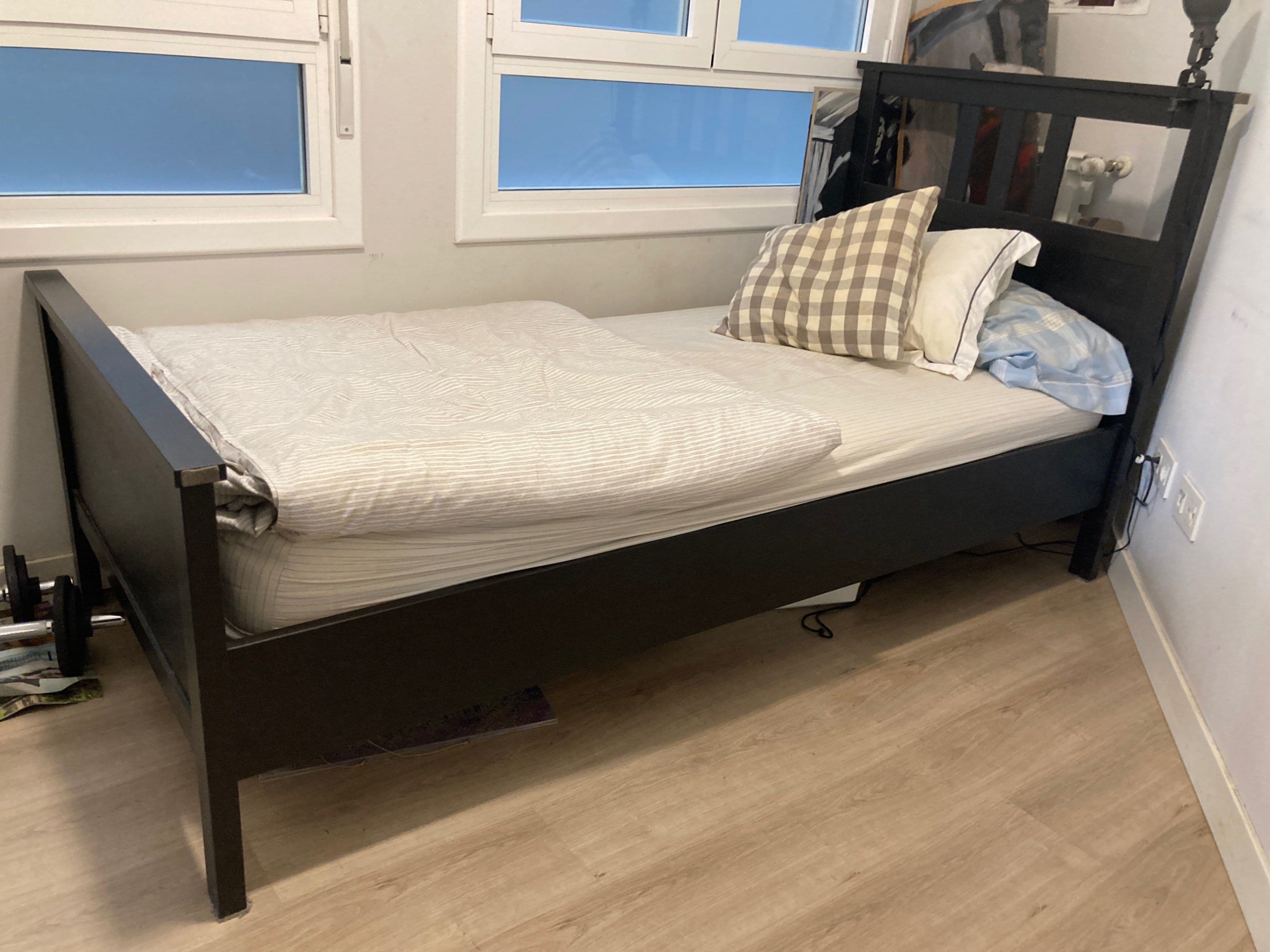 SUNDVIK extendable bed, grey, 80x200 cm
