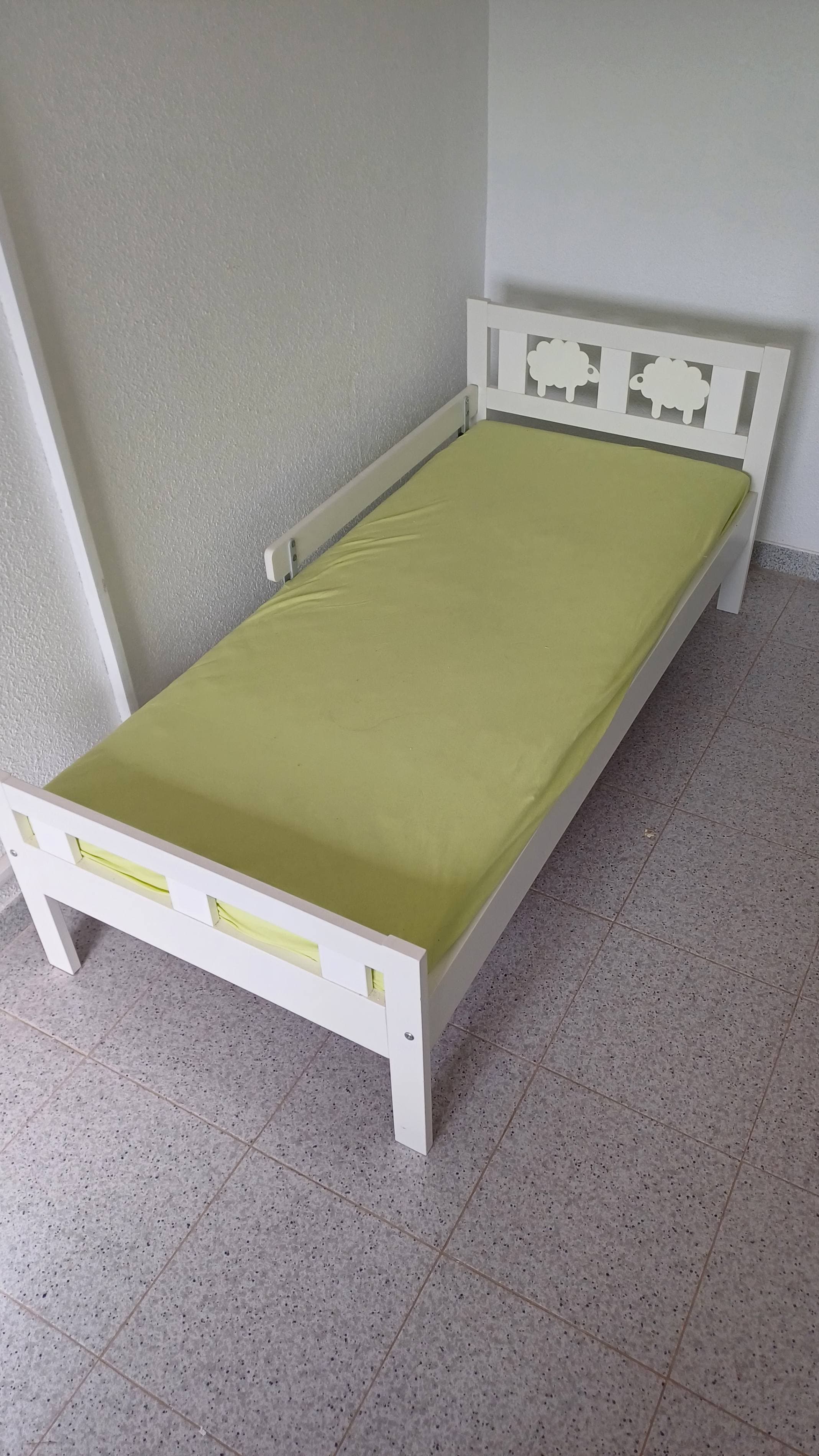 KRITTER bed frame with slatted bed base, white, 70x160 cm