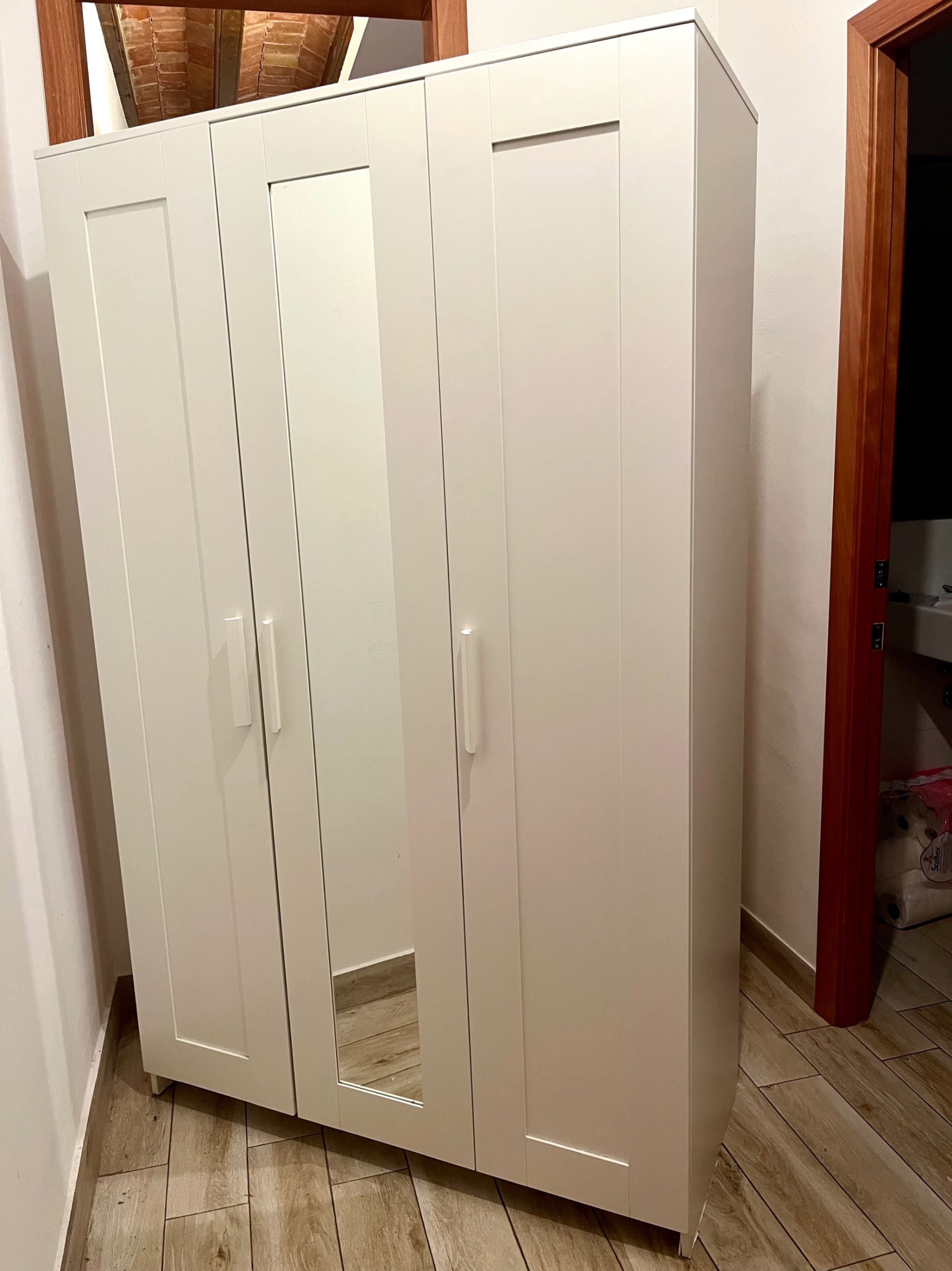 BRIMNES wardrobe with 3 doors, white, 117x190 cm