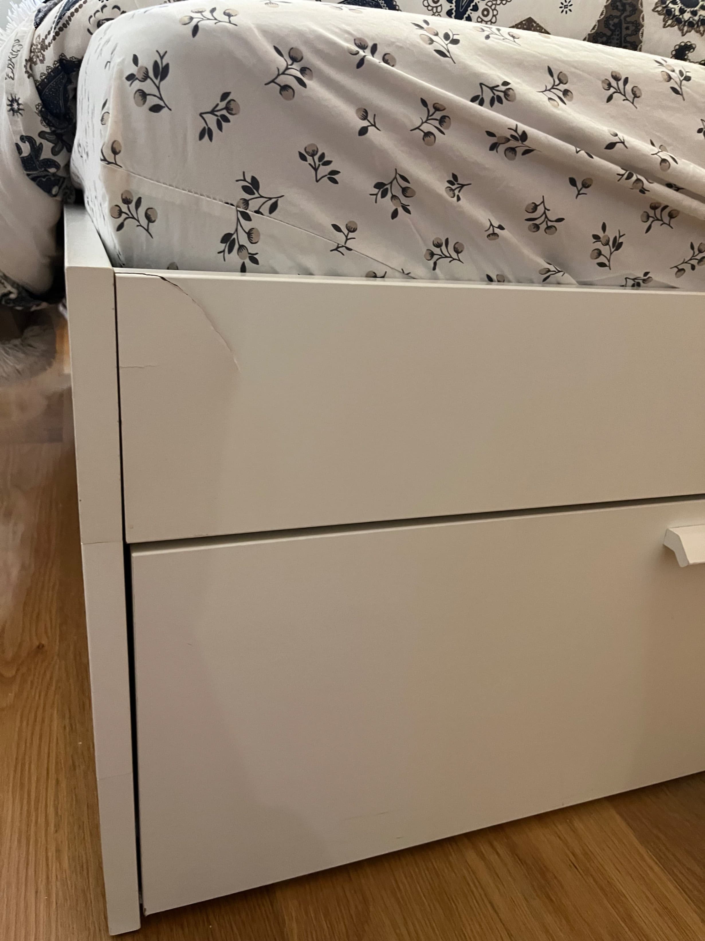 BRIMNES estructura cama con almacenamiento, blanco/Luröy, 140x200 cm