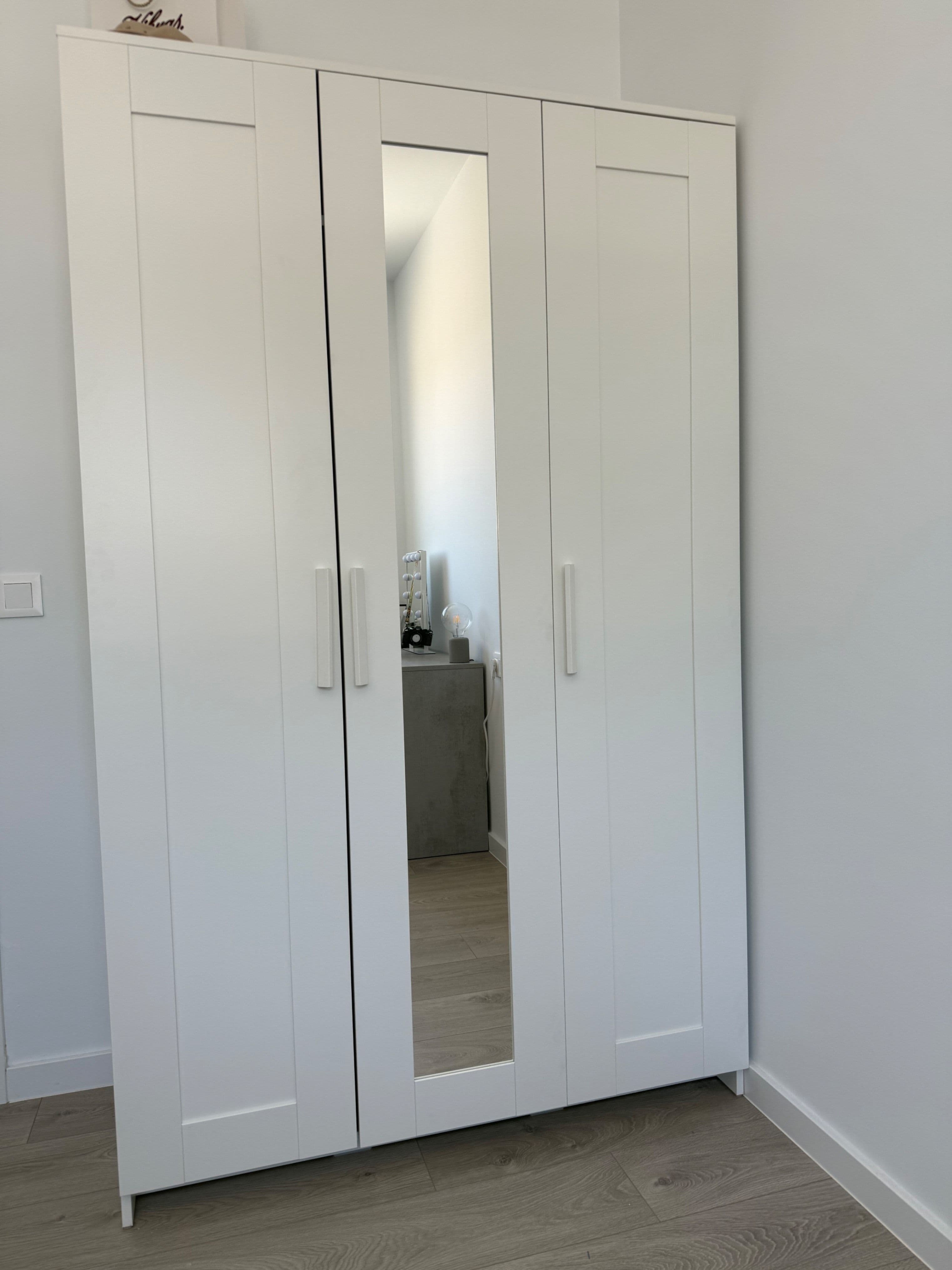 BRIMNES wardrobe with 3 doors, white, 117x190 cm