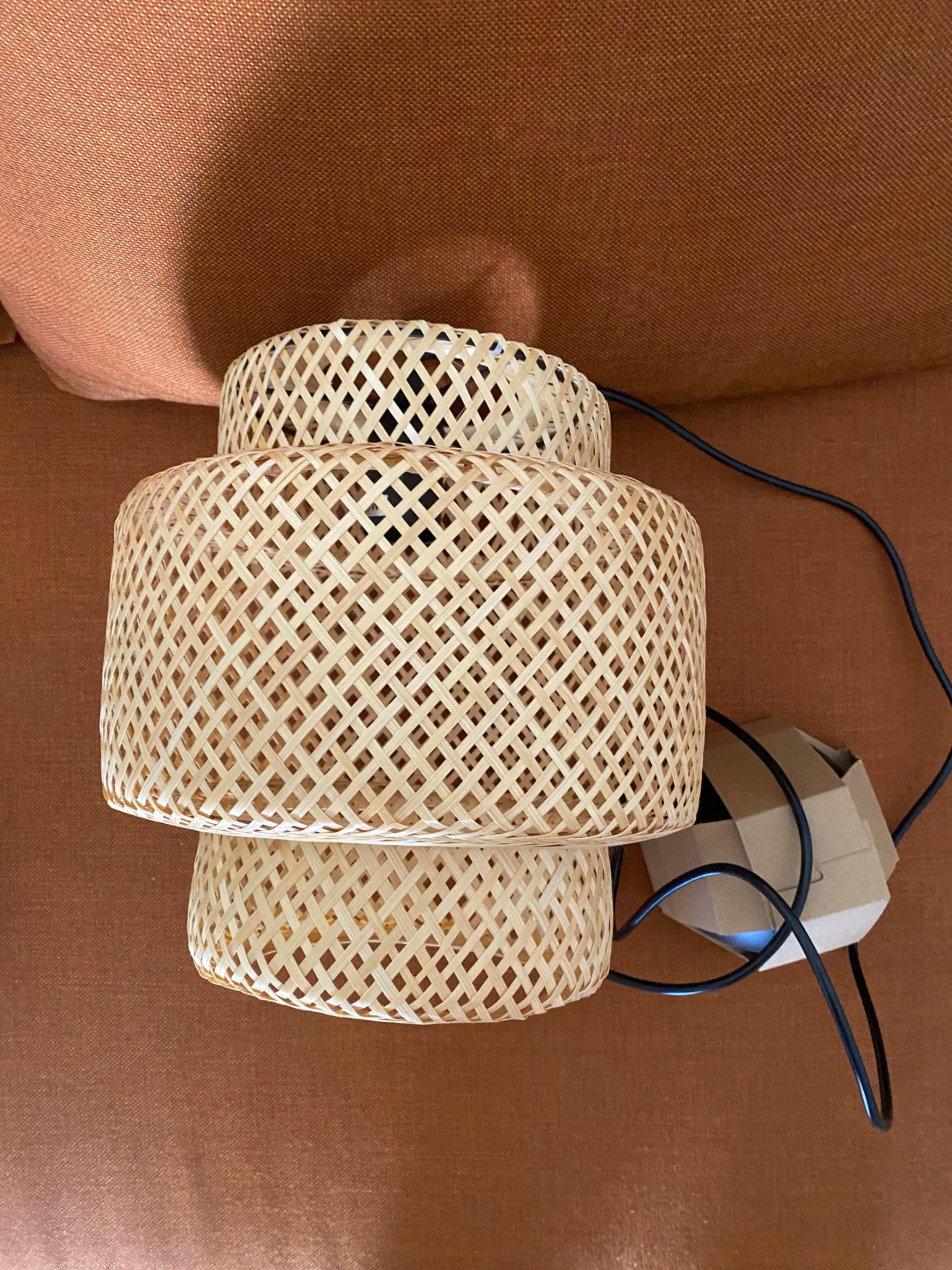 SINNERLIG lámpada de teito, bambú/á man, 27 cm