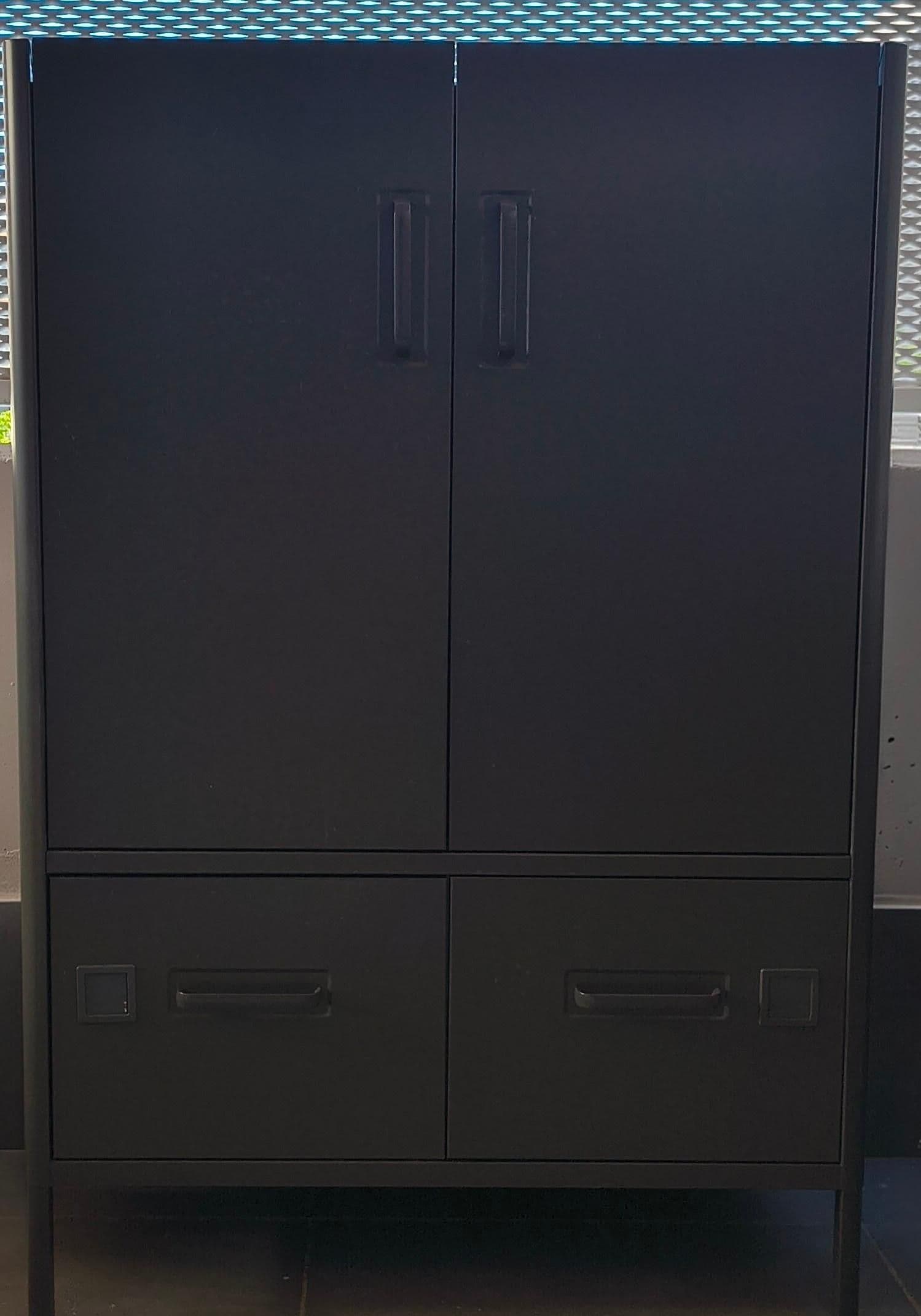 IDÅSEN cabinet with doors and drawers, dark grey, 80x47x119 cm
