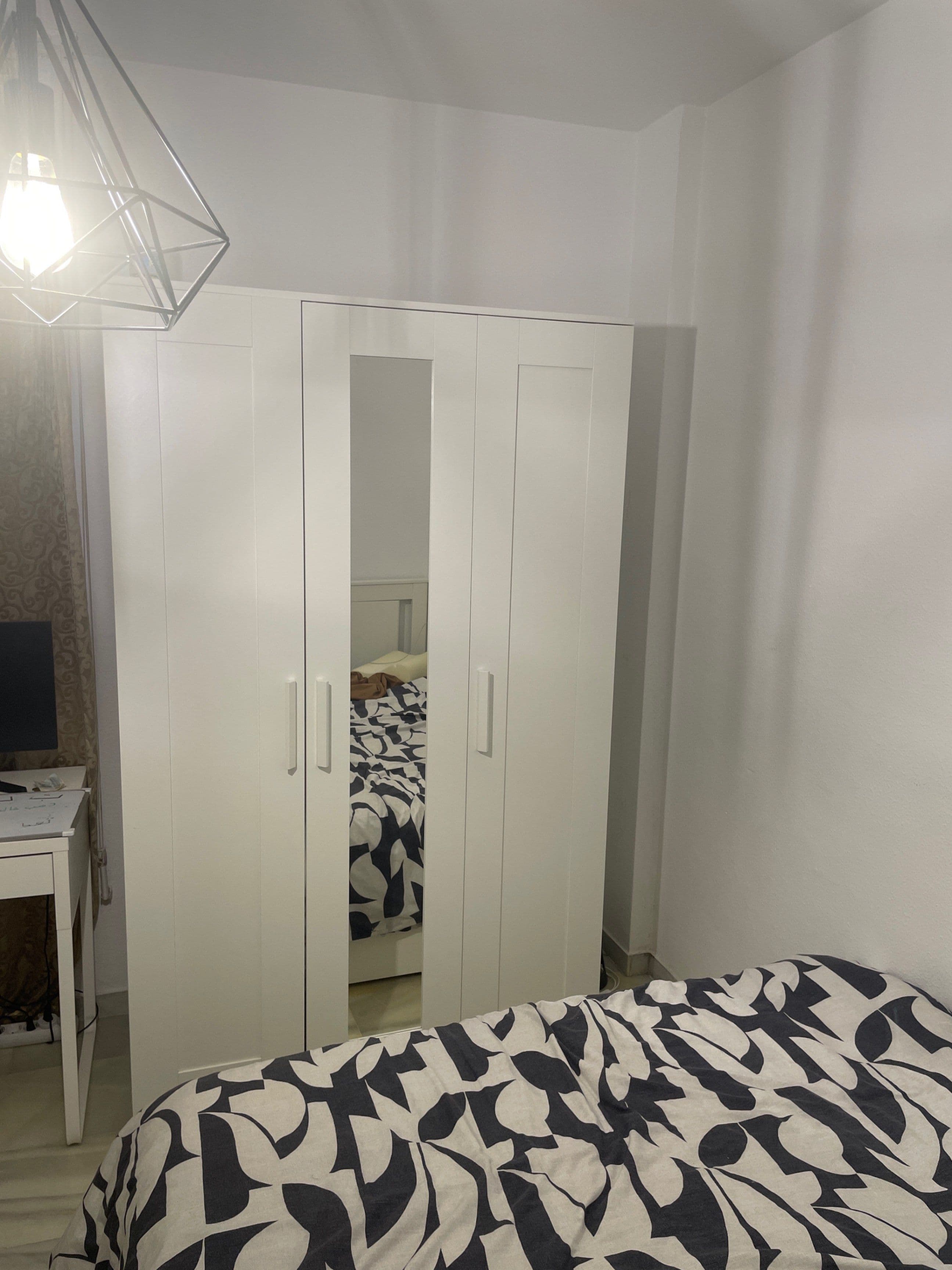 BRIMNES wardrobe with 3 doors, white, 117x190 cm