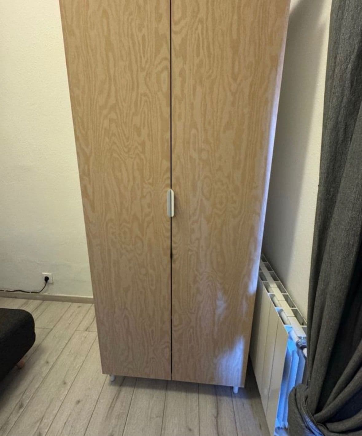 PLATSA wardrobe with 2 doors, white/Kalbåden lively pine effect, 80x57x191 cm
