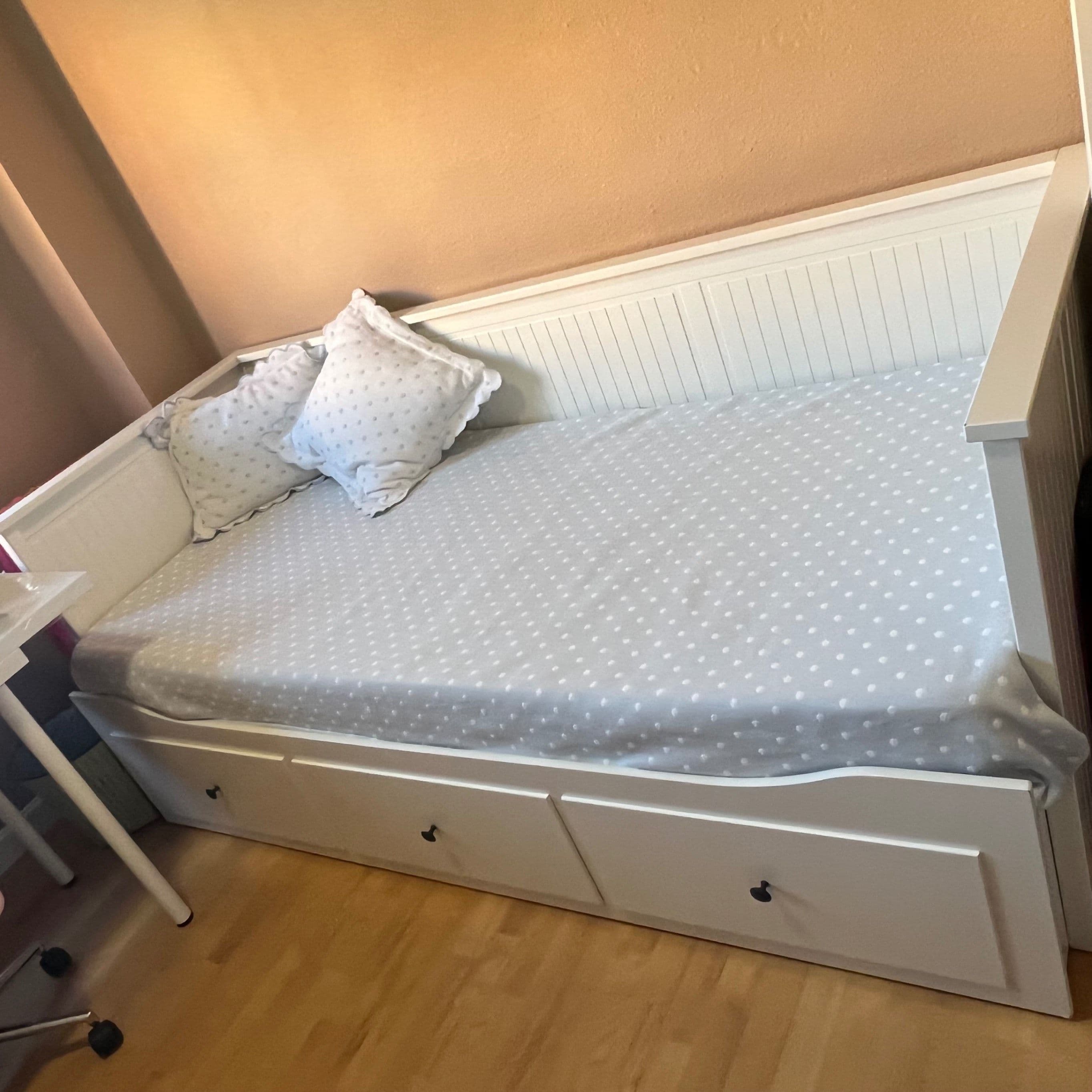 HEMNES Estructura diván con 3 cajones, blanco, 80x200 cm