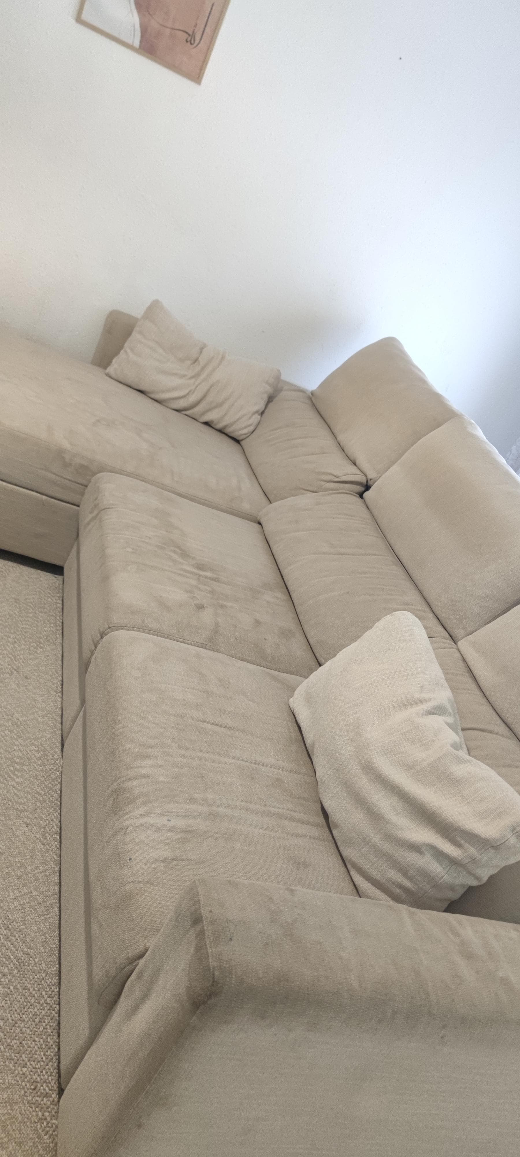 ESKILSTUNA sofá 3 plazas con chaiselongue, Hillared beige